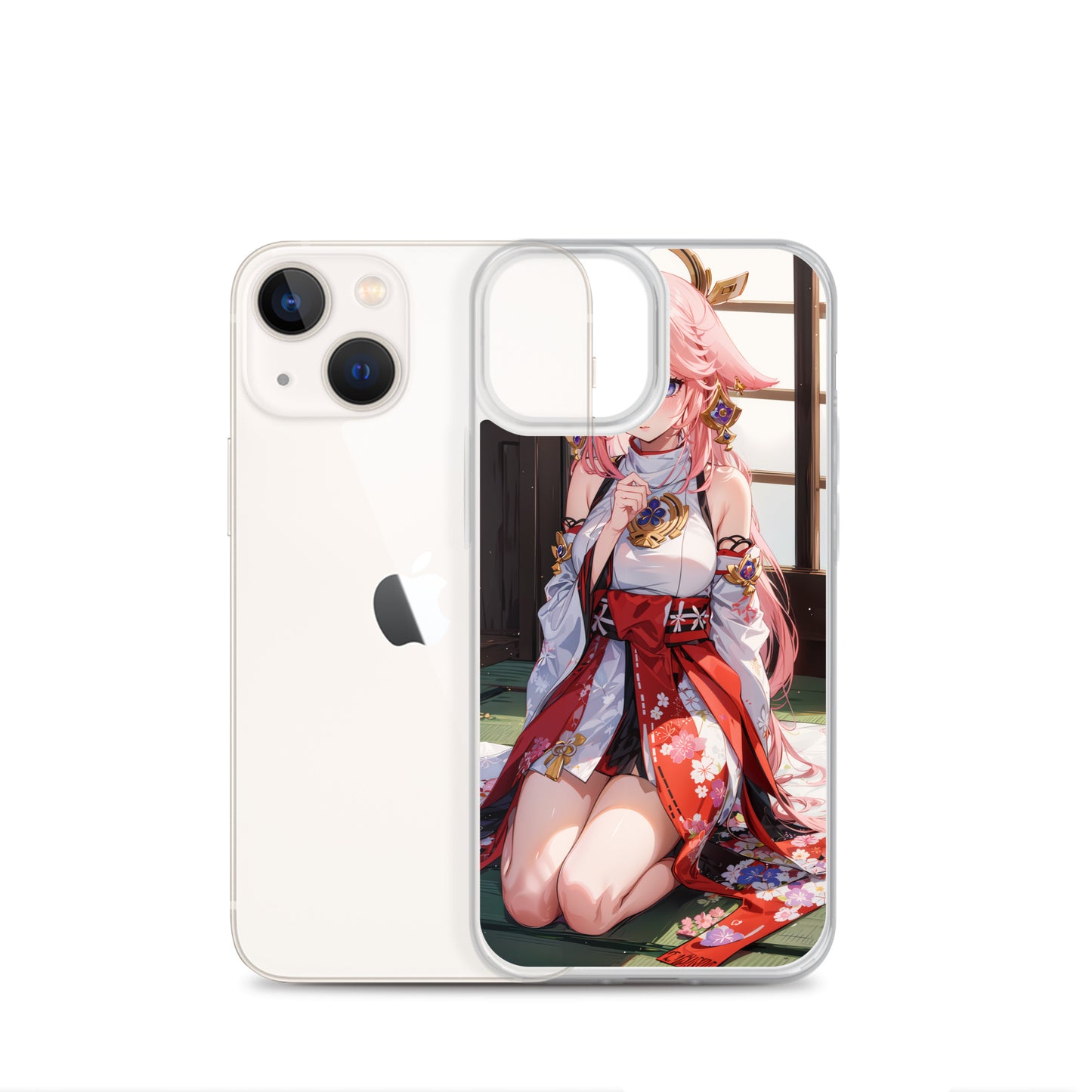 Kawaii Yae Miko Genshin Drawing Clear Case for iPhone®