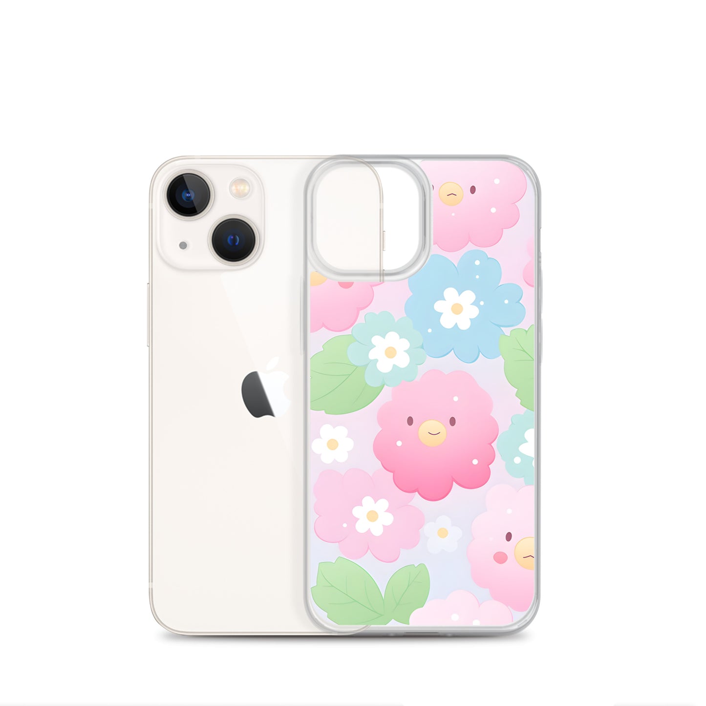 Kawaii Pastel Fluffy Anime Flowers Clear Case for iPhone®