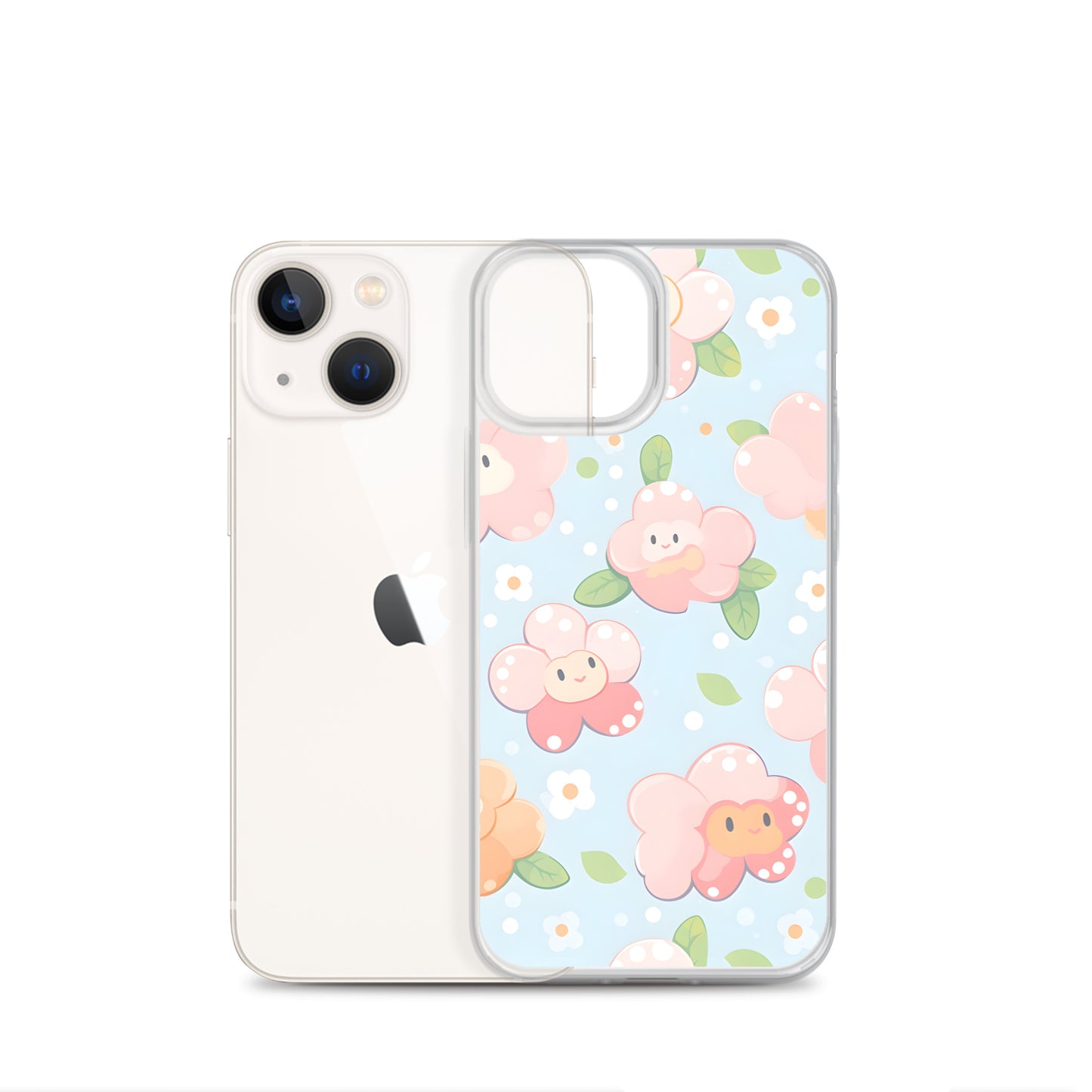 Kawaii Pastel Fall Doodle Anime Flowers Clear Case for iPhone®