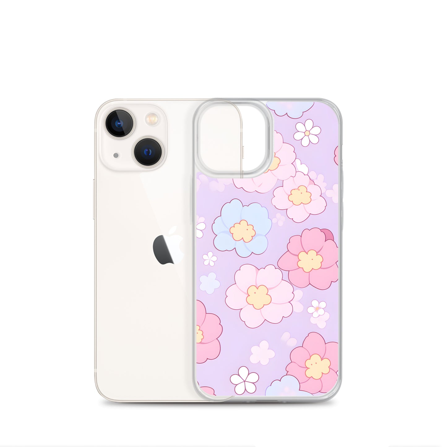 Kawaii Girly Pastel Flowers Clear Case for iPhone®