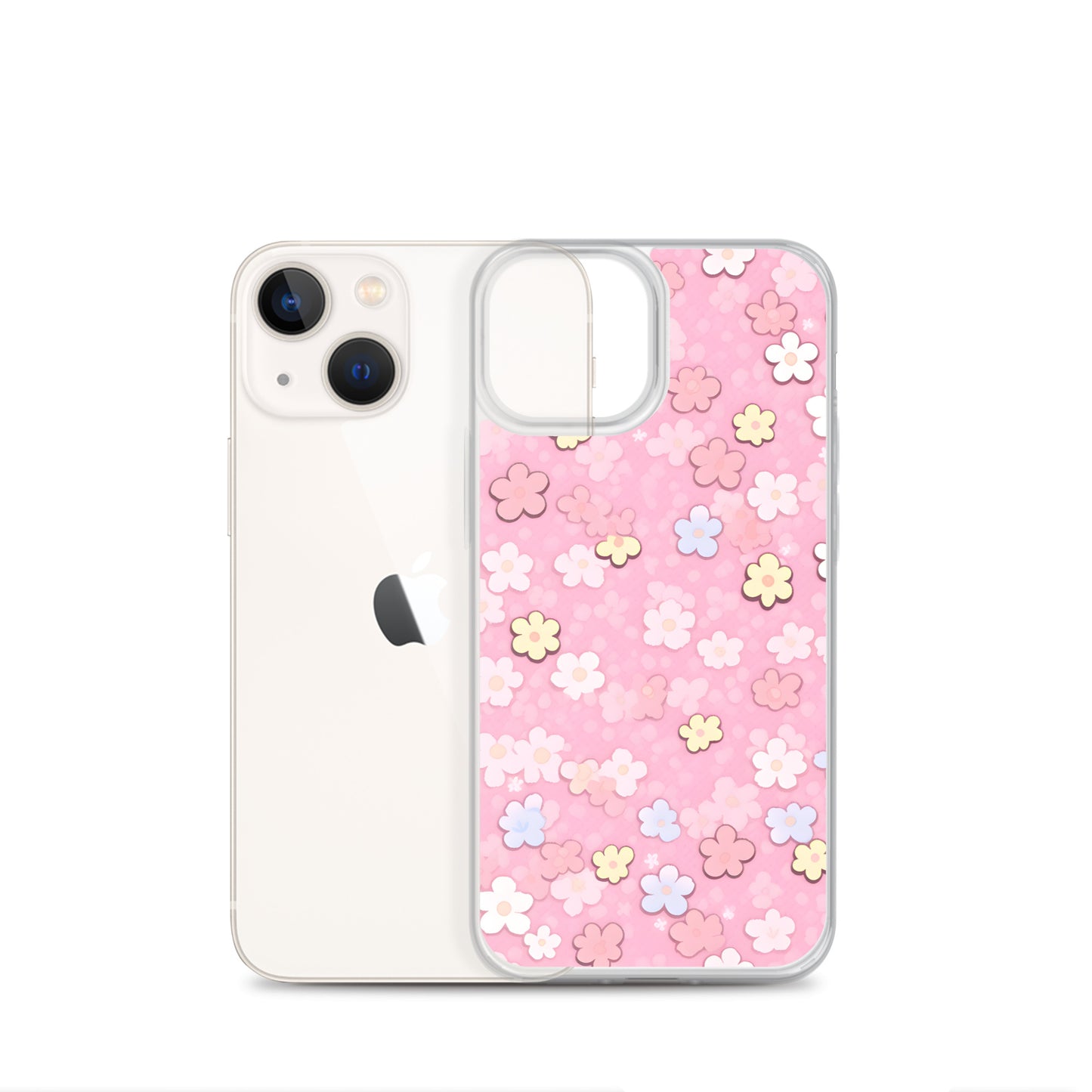 Kawaii Pink Flower Pattern Clear Case for iPhone®