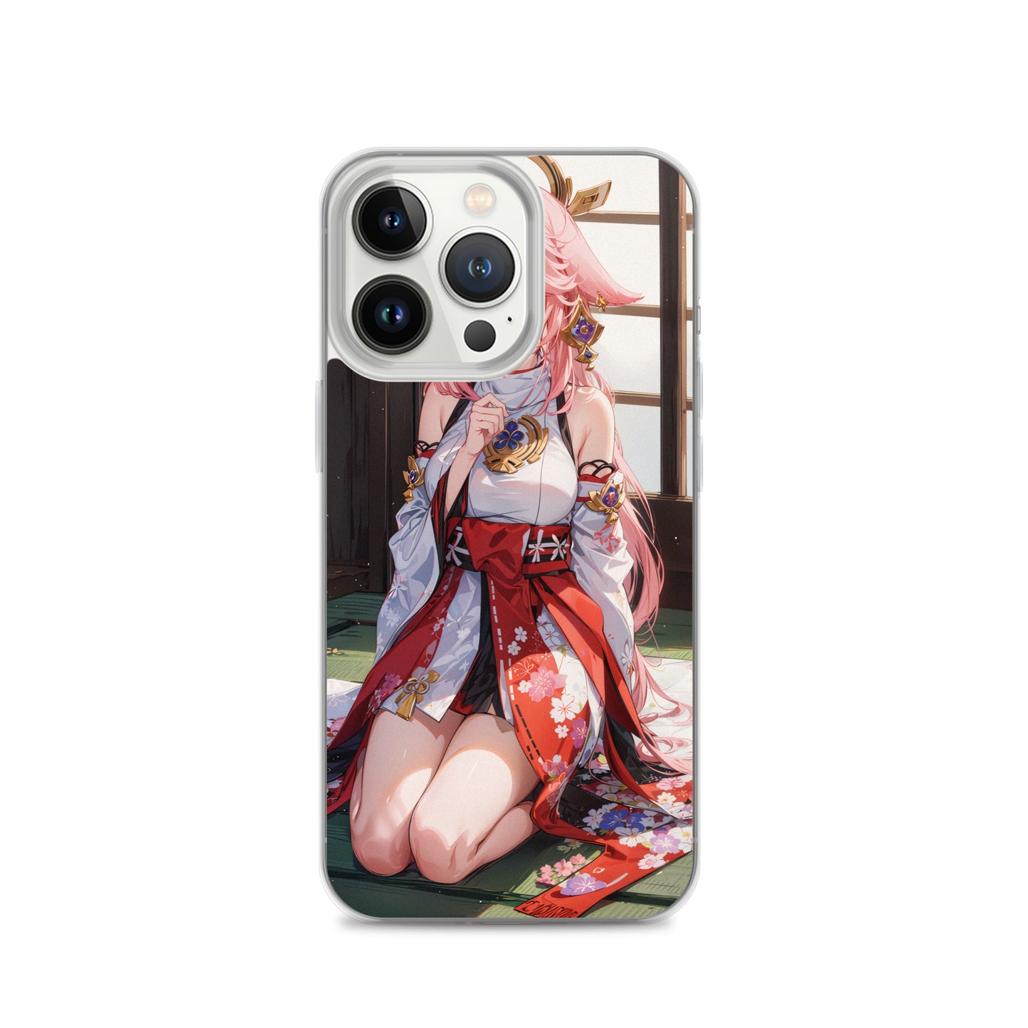 Kawaii Yae Miko Genshin Drawing Clear Case for iPhone®