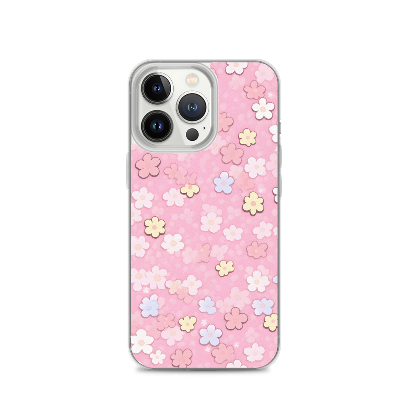 Kawaii Pink Flower Pattern Clear Case for iPhone®