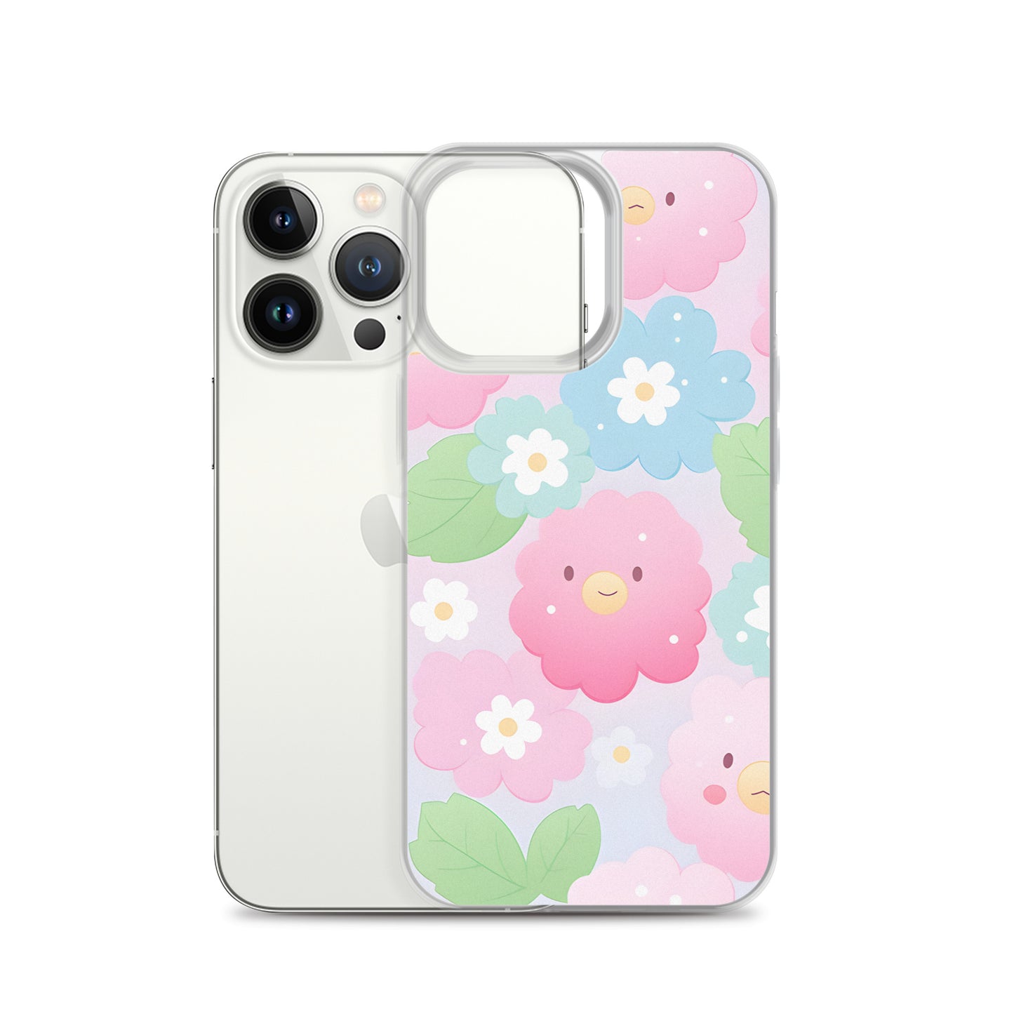 Kawaii Pastel Fluffy Anime Flowers Clear Case for iPhone®