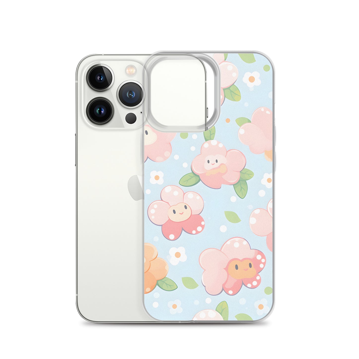 Kawaii Pastel Fall Doodle Anime Flowers Clear Case for iPhone®