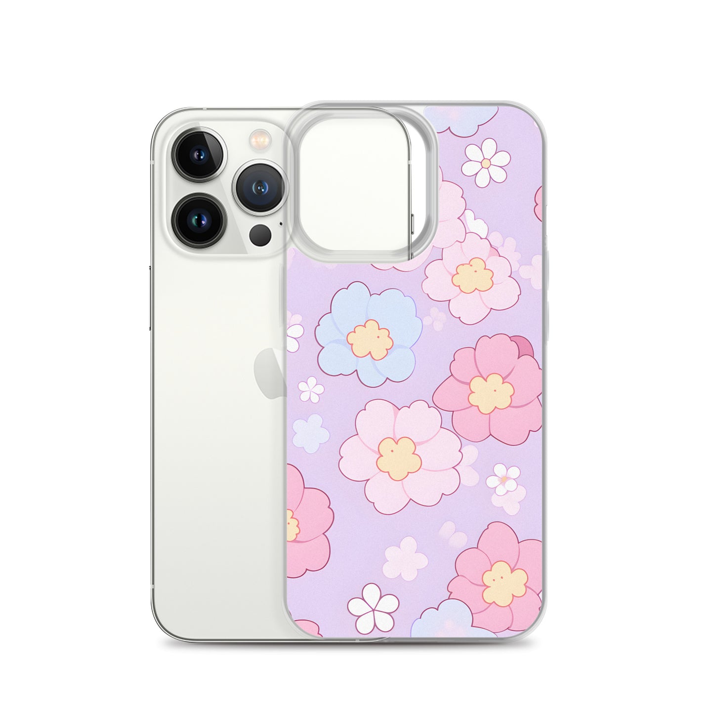 Kawaii Girly Pastel Flowers Clear Case for iPhone®