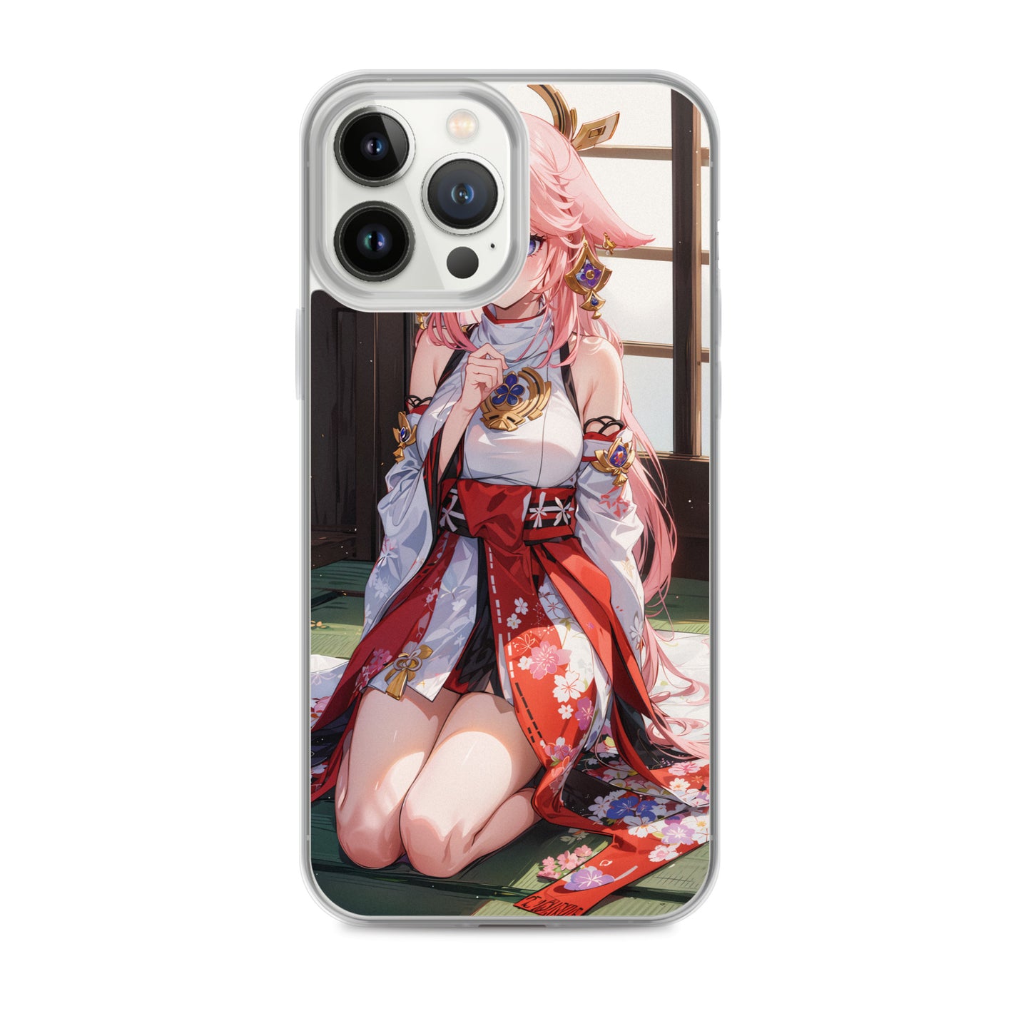 Kawaii Yae Miko Genshin Drawing Clear Case for iPhone®