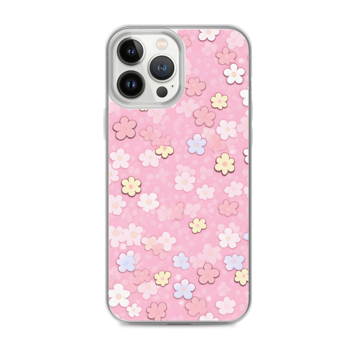 Kawaii Pink Flower Pattern Clear Case for iPhone®