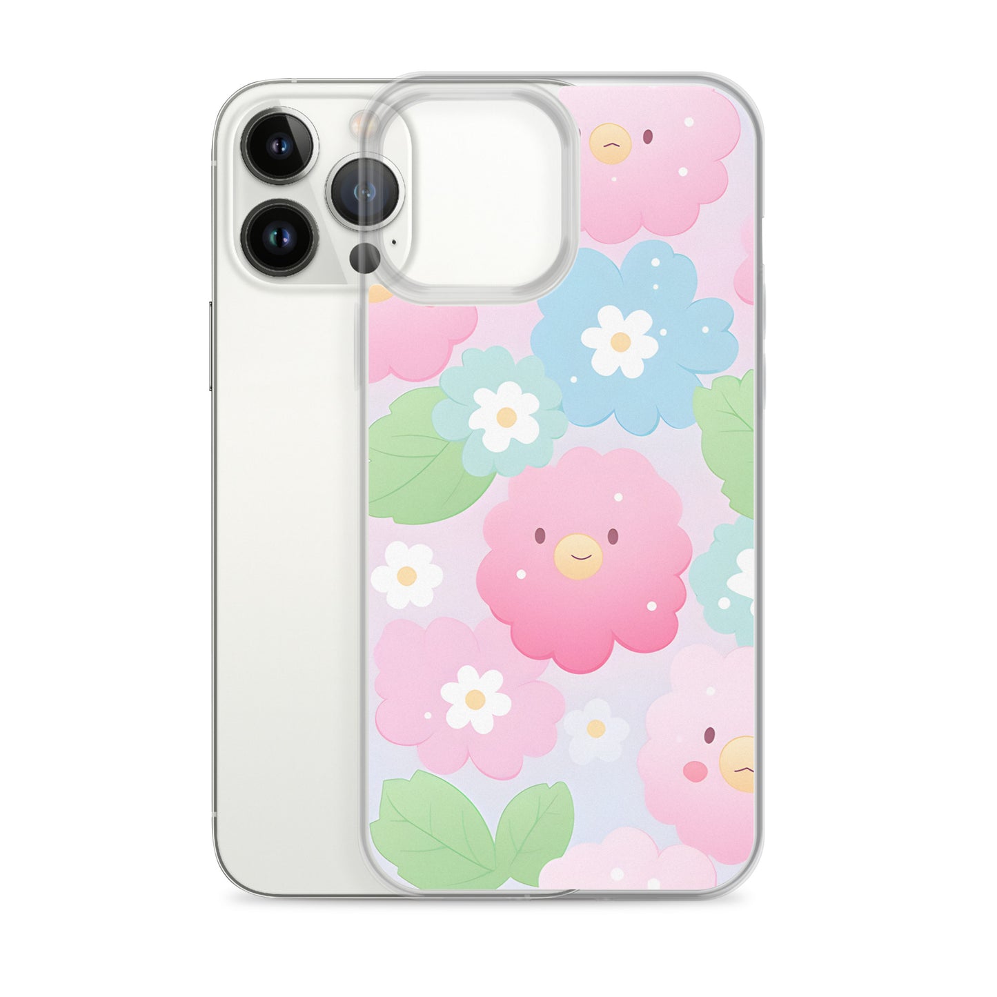 Kawaii Pastel Fluffy Anime Flowers Clear Case for iPhone®