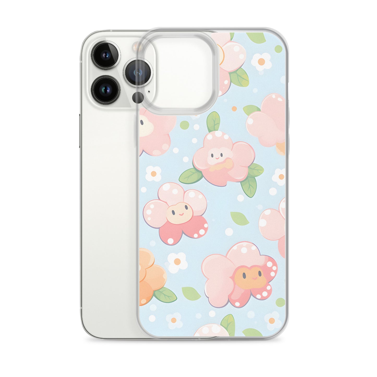 Kawaii Pastel Fall Doodle Anime Flowers Clear Case for iPhone®