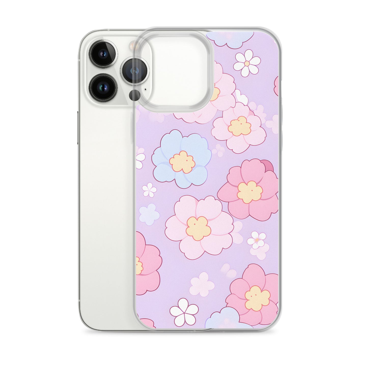 Kawaii Girly Pastel Flowers Clear Case for iPhone®