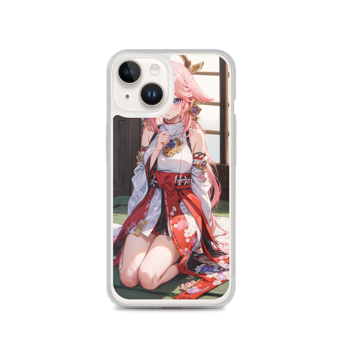 Kawaii Yae Miko Genshin Drawing Clear Case for iPhone®