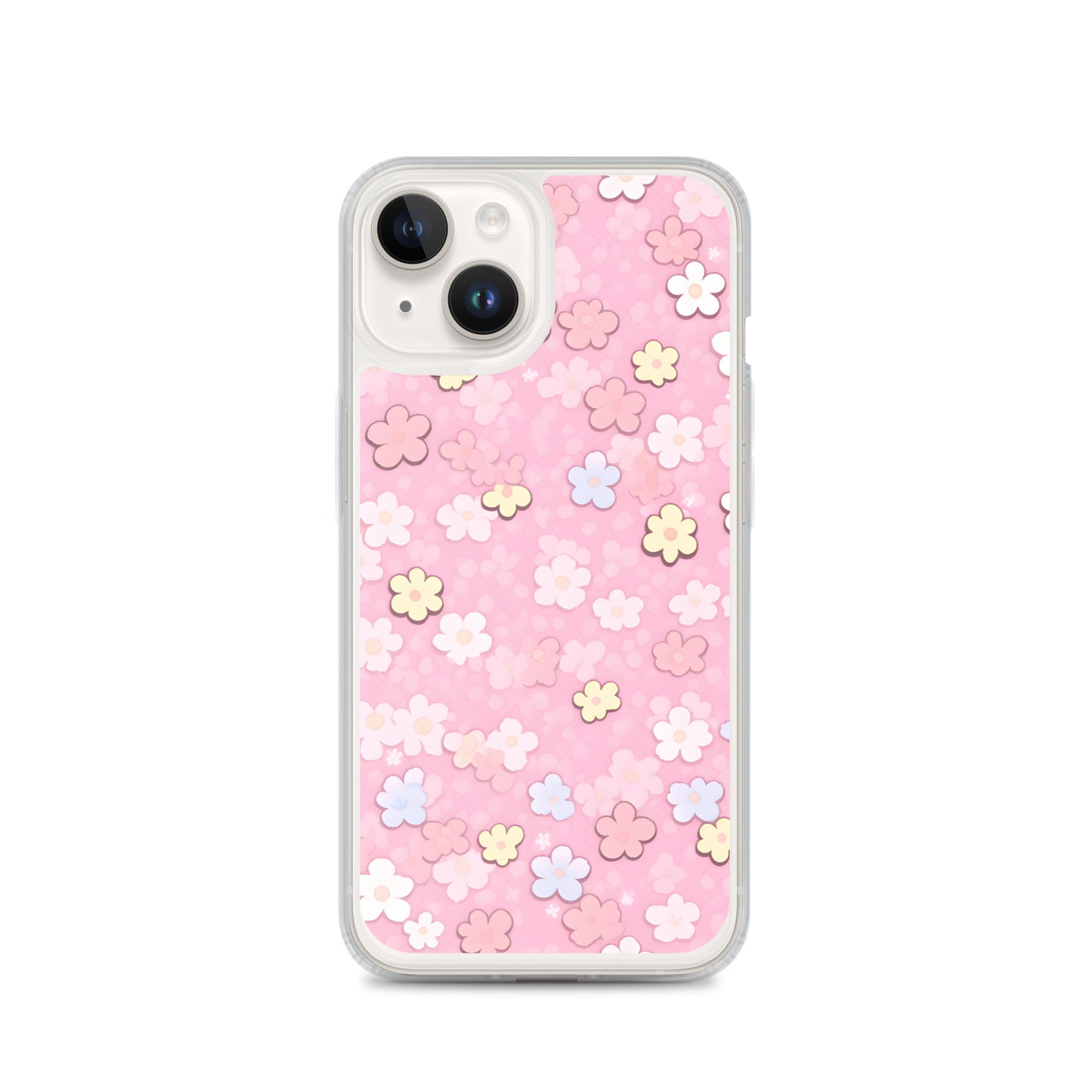 Kawaii Pink Flower Pattern Clear Case for iPhone®