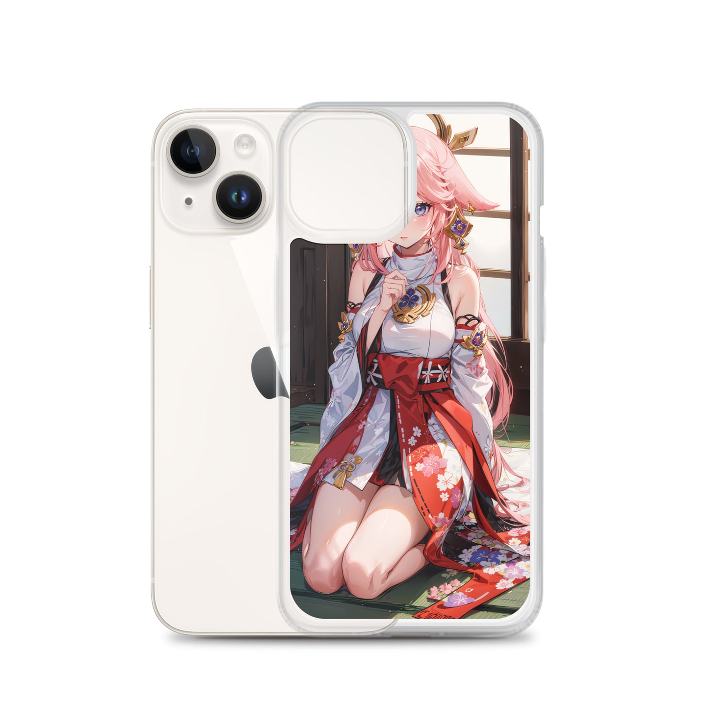 Kawaii Yae Miko Genshin Drawing Clear Case for iPhone®