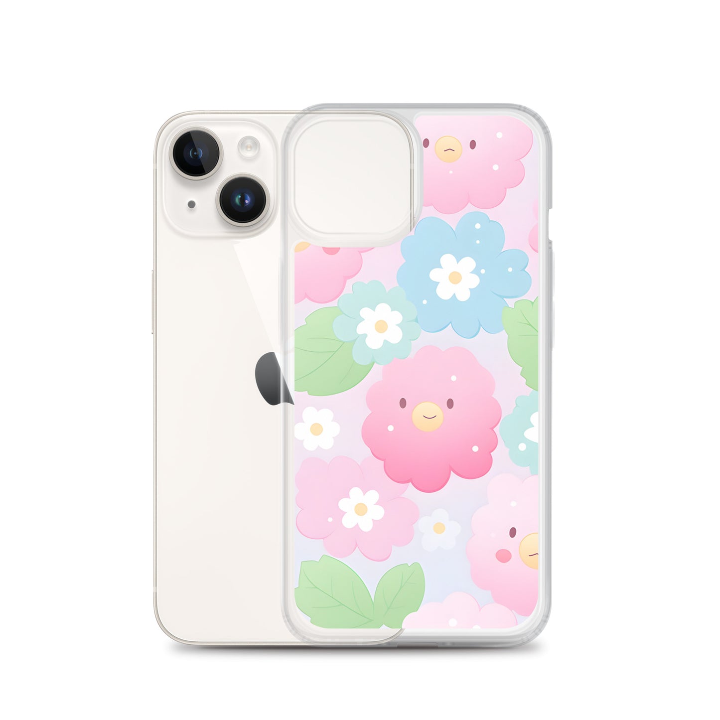 Kawaii Pastel Fluffy Anime Flowers Clear Case for iPhone®