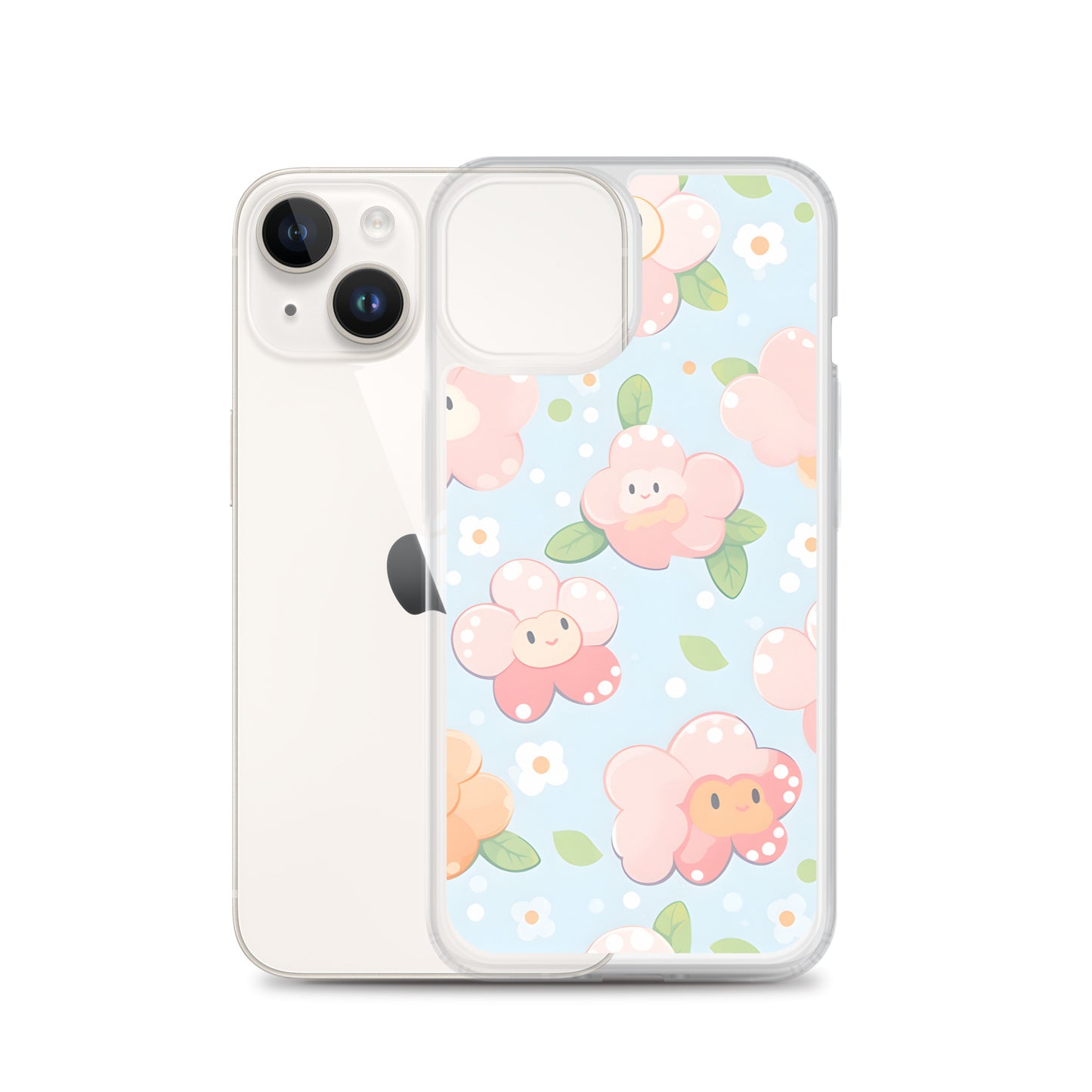 Kawaii Pastel Fall Doodle Anime Flowers Clear Case for iPhone®