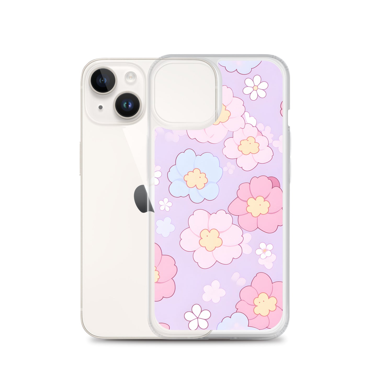 Kawaii Girly Pastel Flowers Clear Case for iPhone®