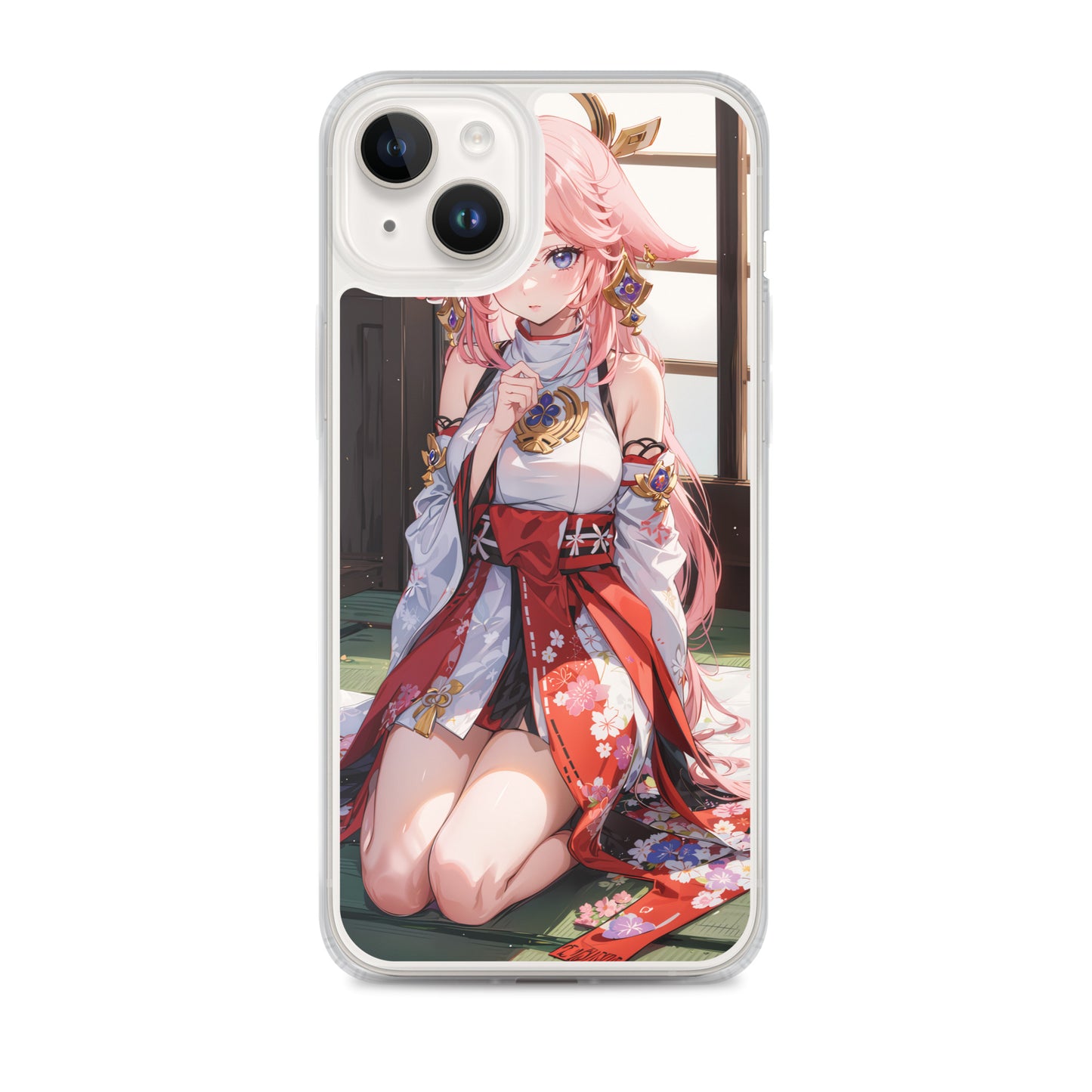 Kawaii Yae Miko Genshin Drawing Clear Case for iPhone®