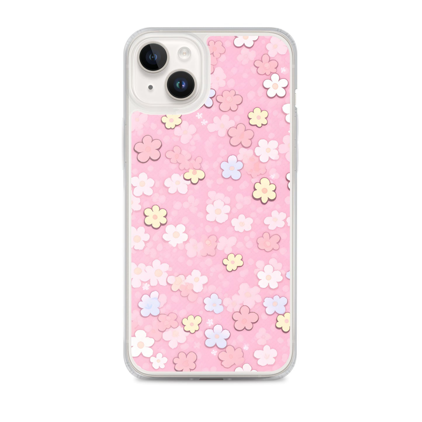 Kawaii Pink Flower Pattern Clear Case for iPhone®