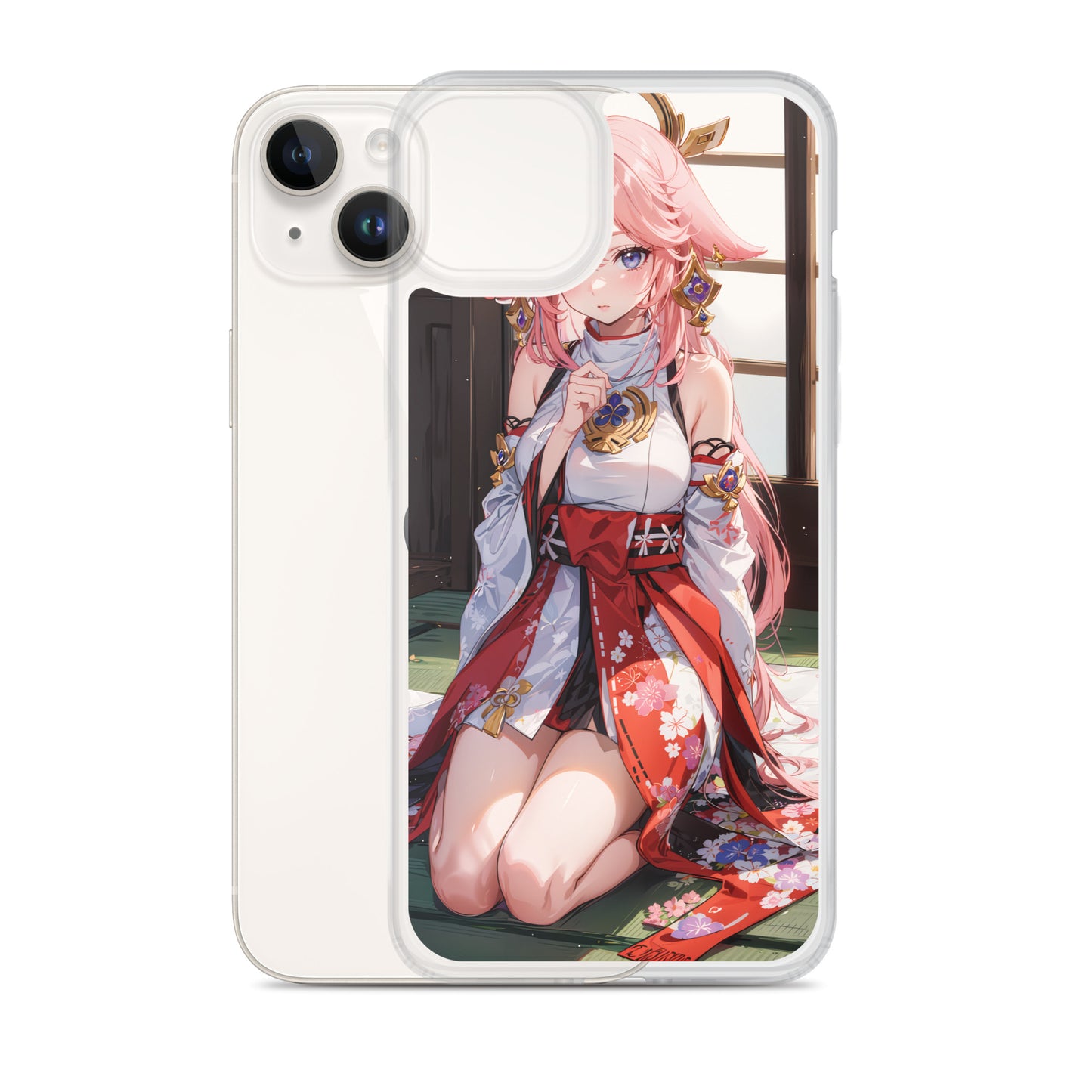 Kawaii Yae Miko Genshin Drawing Clear Case for iPhone®