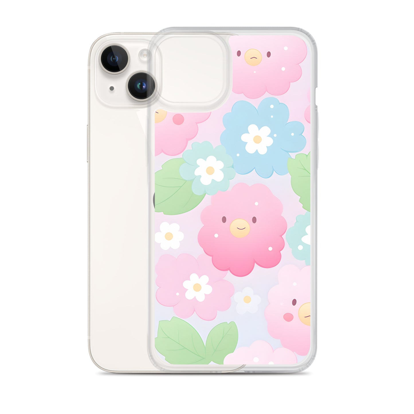 Kawaii Pastel Fluffy Anime Flowers Clear Case for iPhone®