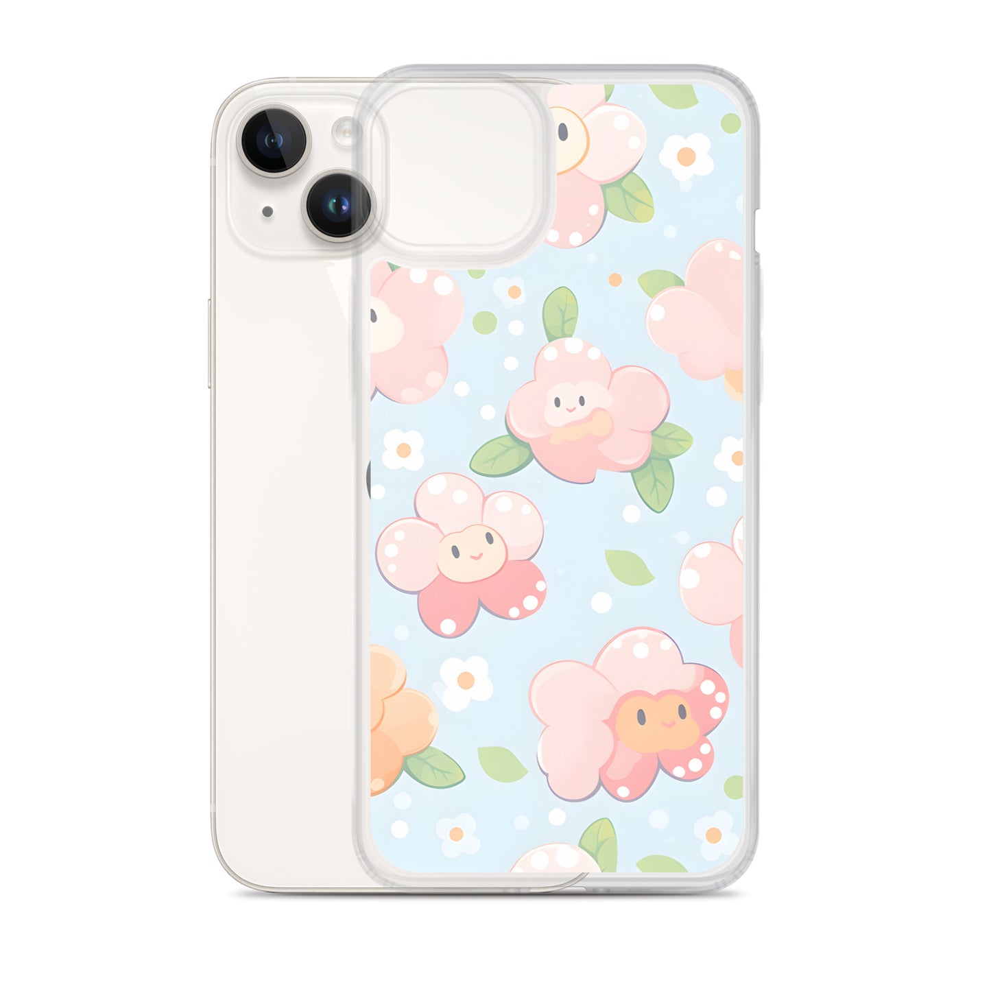 Kawaii Pastel Fall Doodle Anime Flowers Clear Case for iPhone®