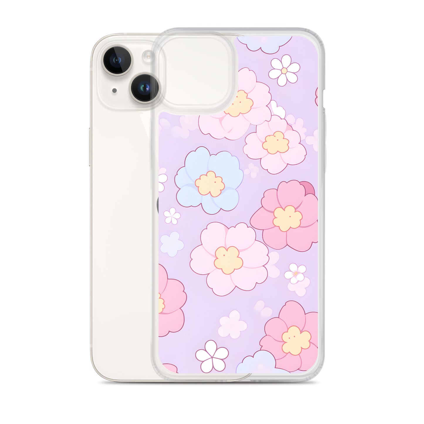 Kawaii Girly Pastel Flowers Clear Case for iPhone®