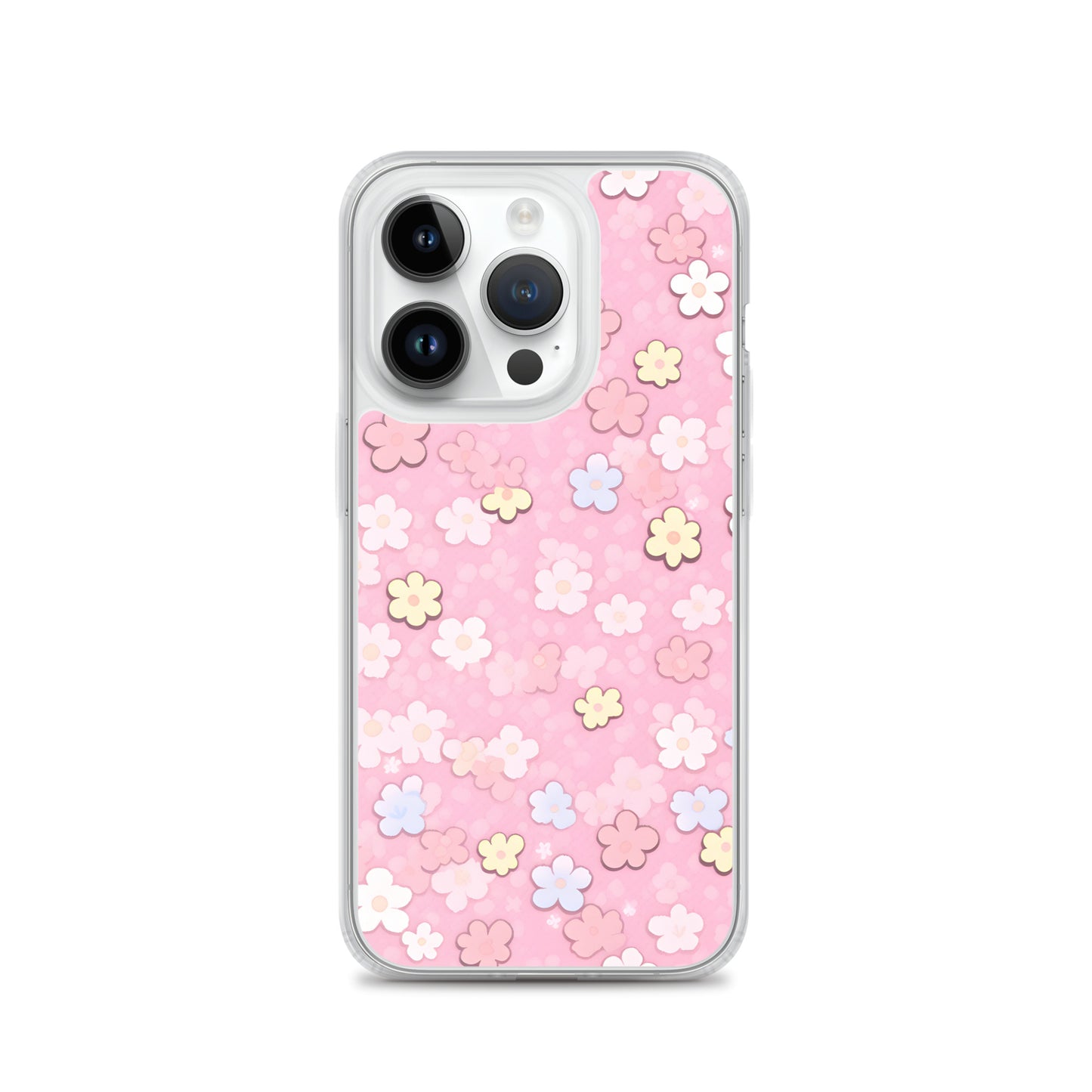 Kawaii Pink Flower Pattern Clear Case for iPhone®