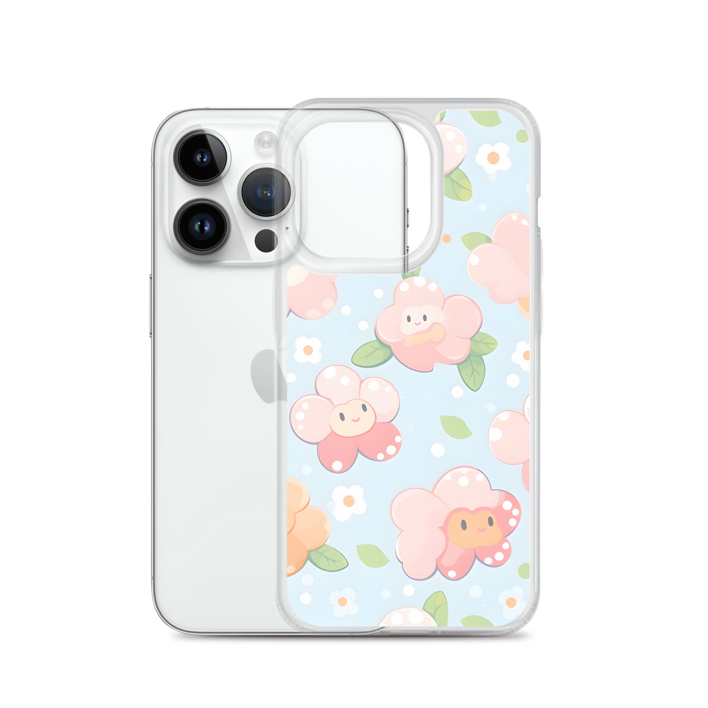 Kawaii Pastel Fall Doodle Anime Flowers Clear Case for iPhone®