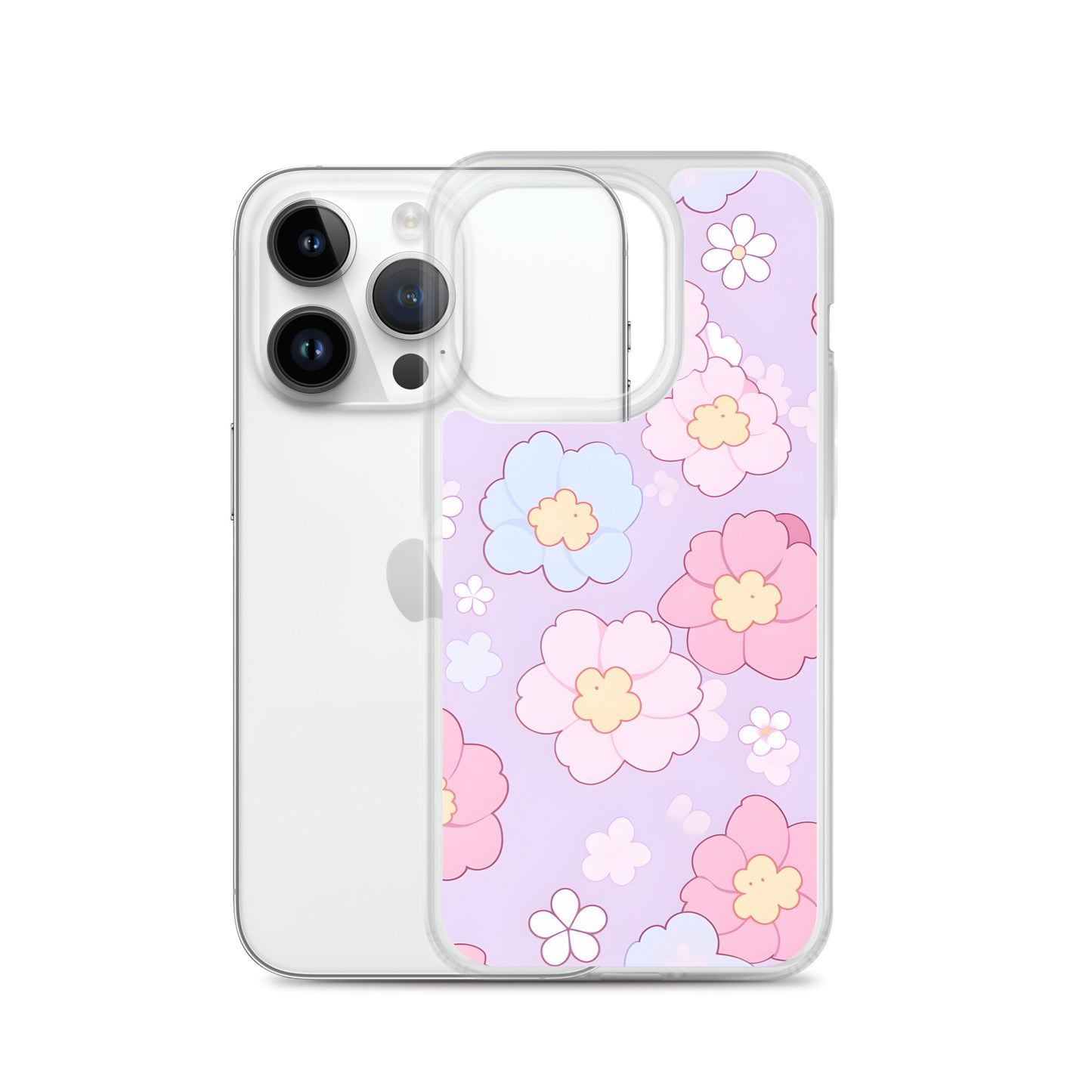 Kawaii Girly Pastel Flowers Clear Case for iPhone®