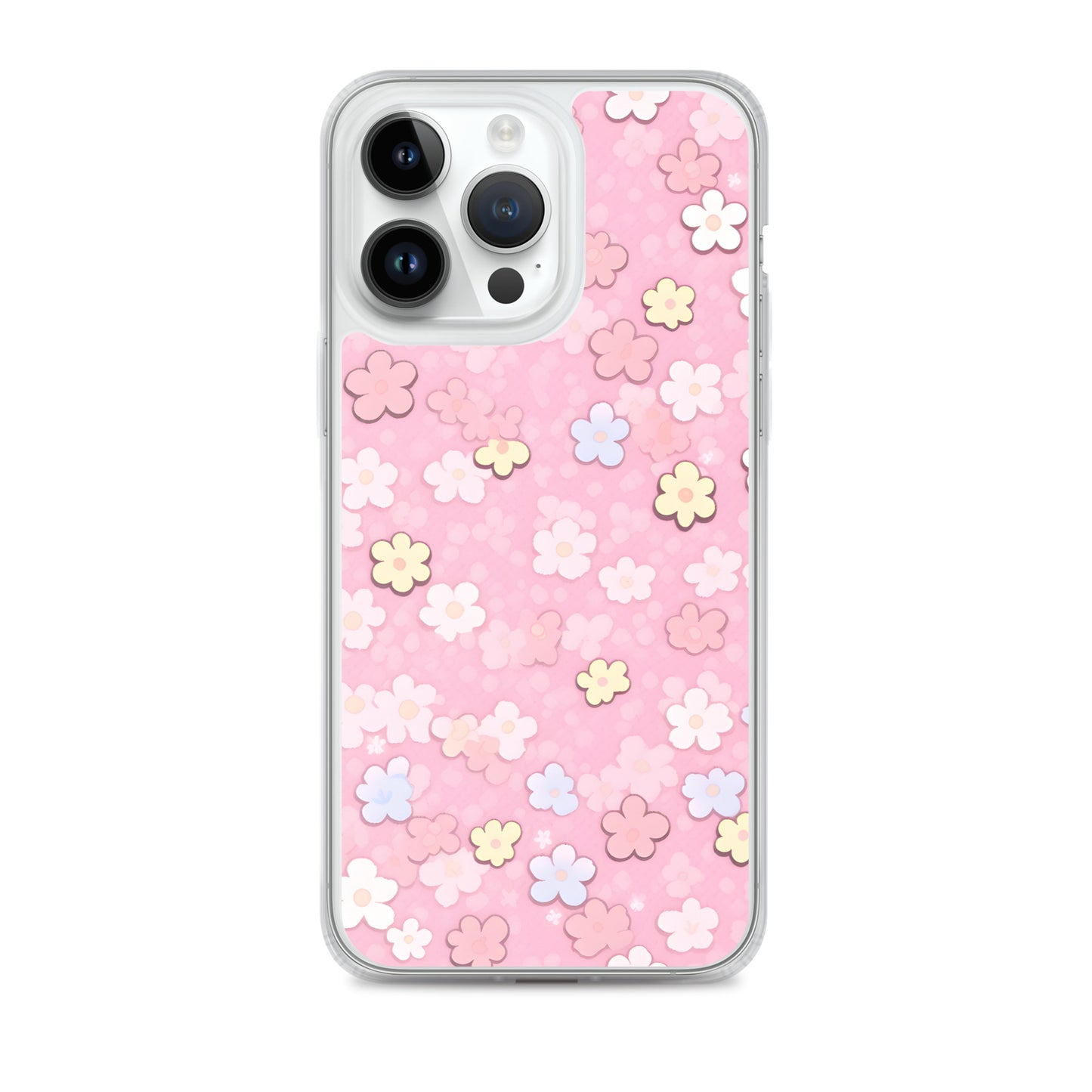 Kawaii Pink Flower Pattern Clear Case for iPhone®