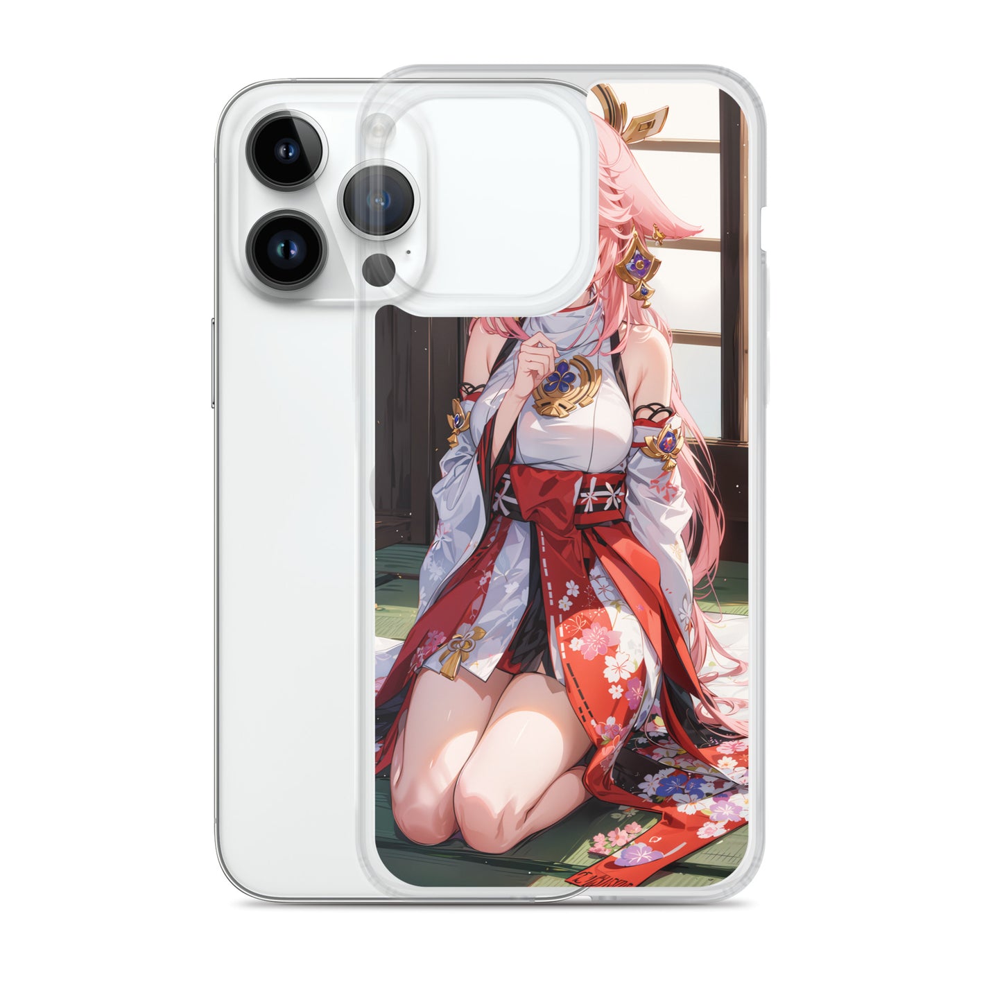 Kawaii Yae Miko Genshin Drawing Clear Case for iPhone®