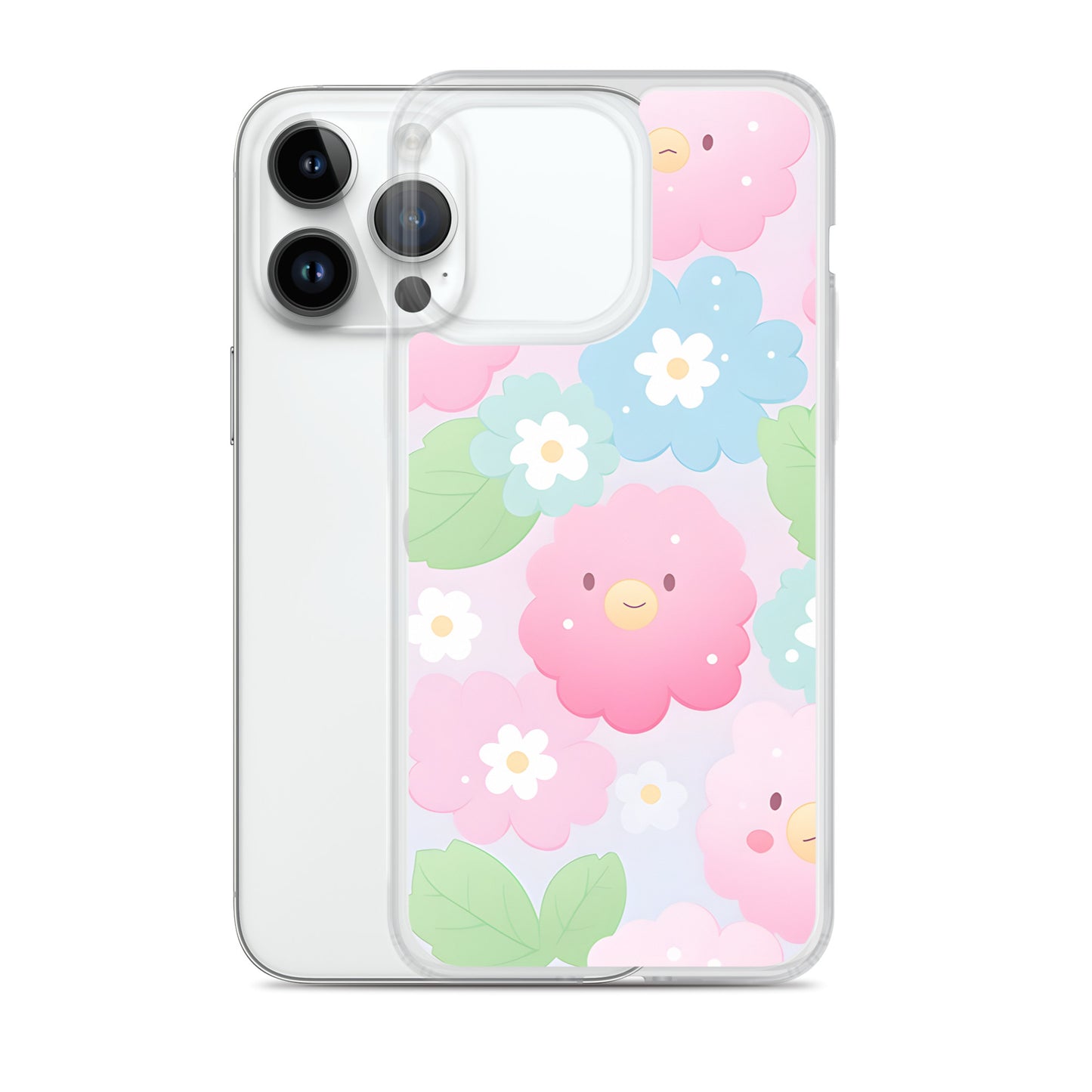 Kawaii Pastel Fluffy Anime Flowers Clear Case for iPhone®