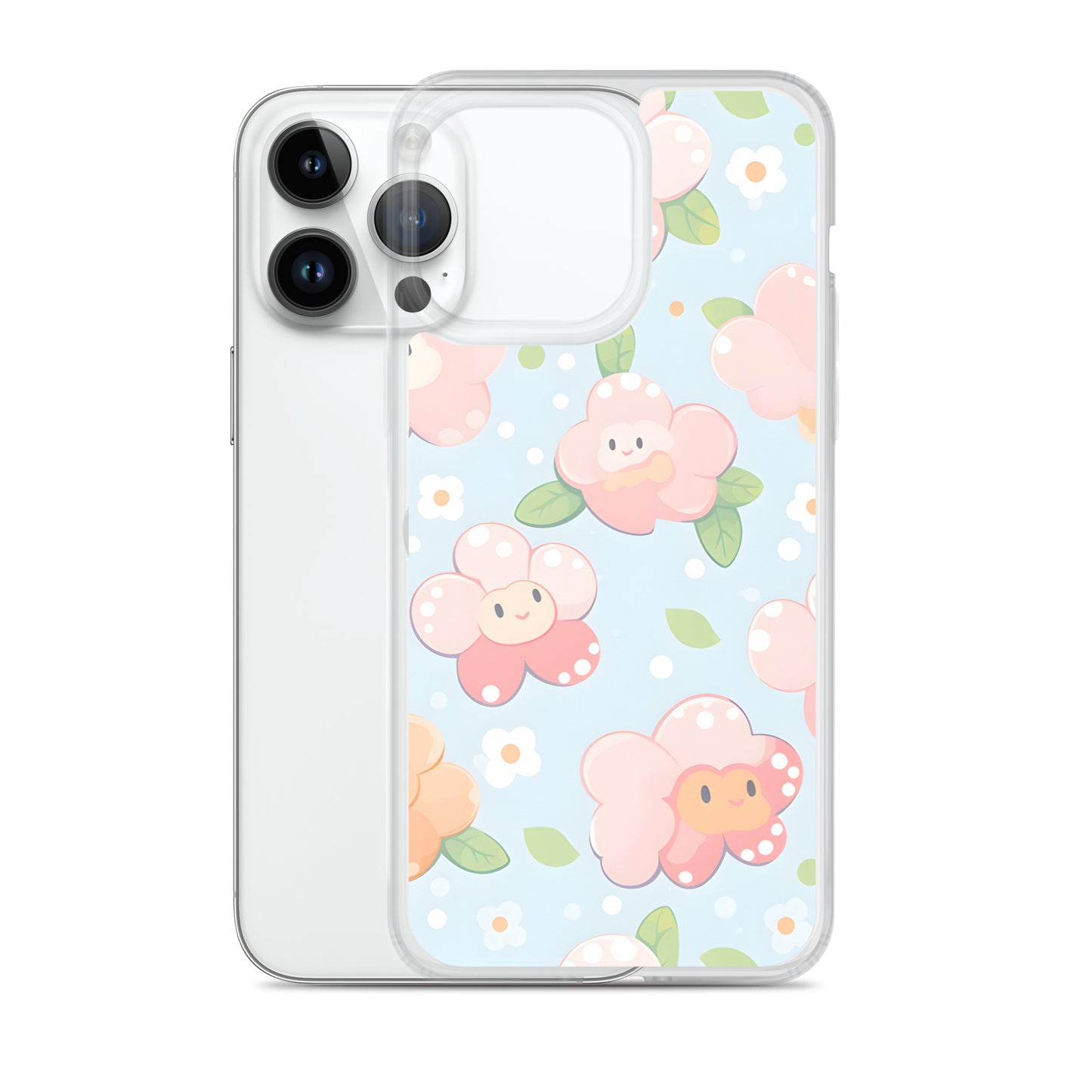 Kawaii Pastel Fall Doodle Anime Flowers Clear Case for iPhone®