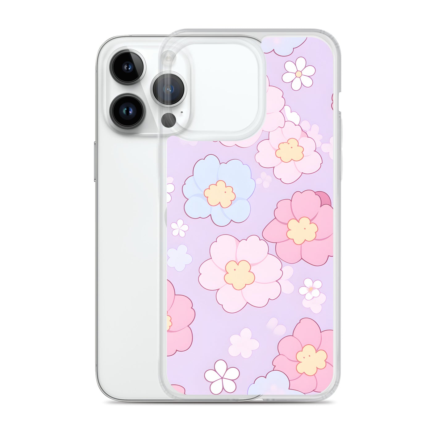 Kawaii Girly Pastel Flowers Clear Case for iPhone®