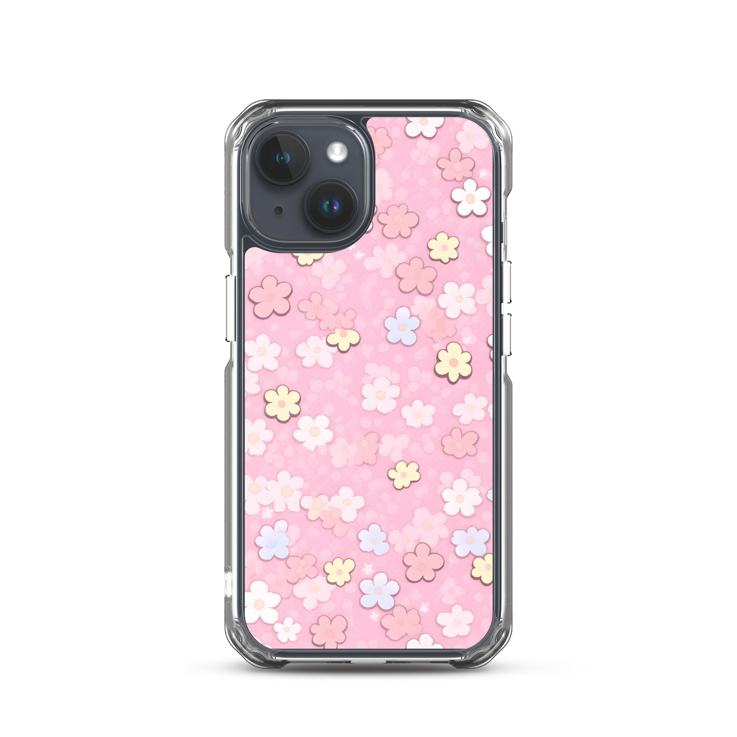 Kawaii Pink Flower Pattern Clear Case for iPhone®