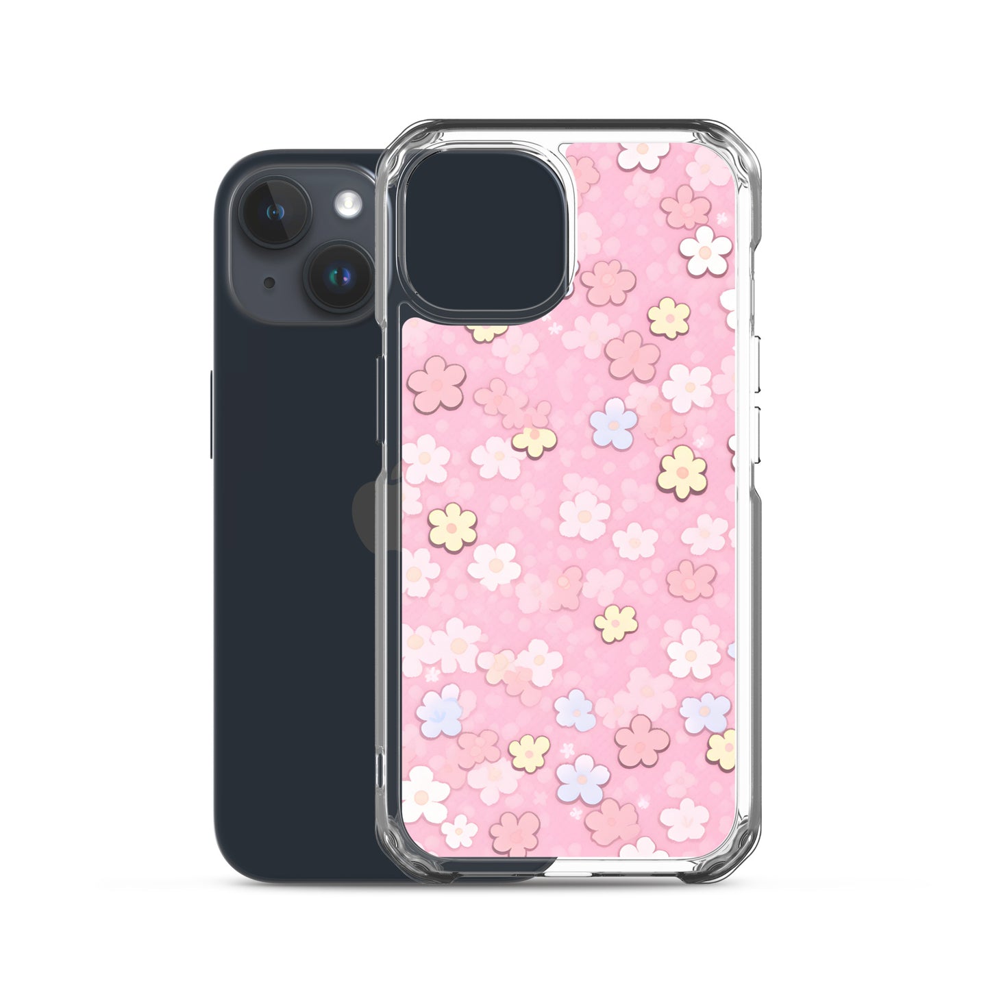 Kawaii Pink Flower Pattern Clear Case for iPhone®