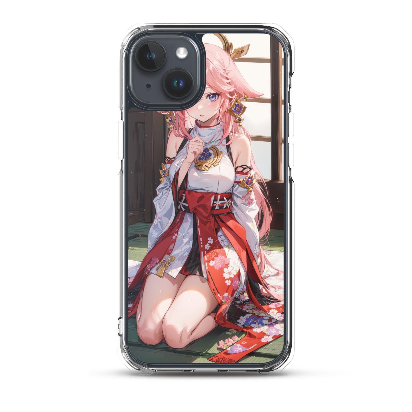 Kawaii Yae Miko Genshin Drawing Clear Case for iPhone®