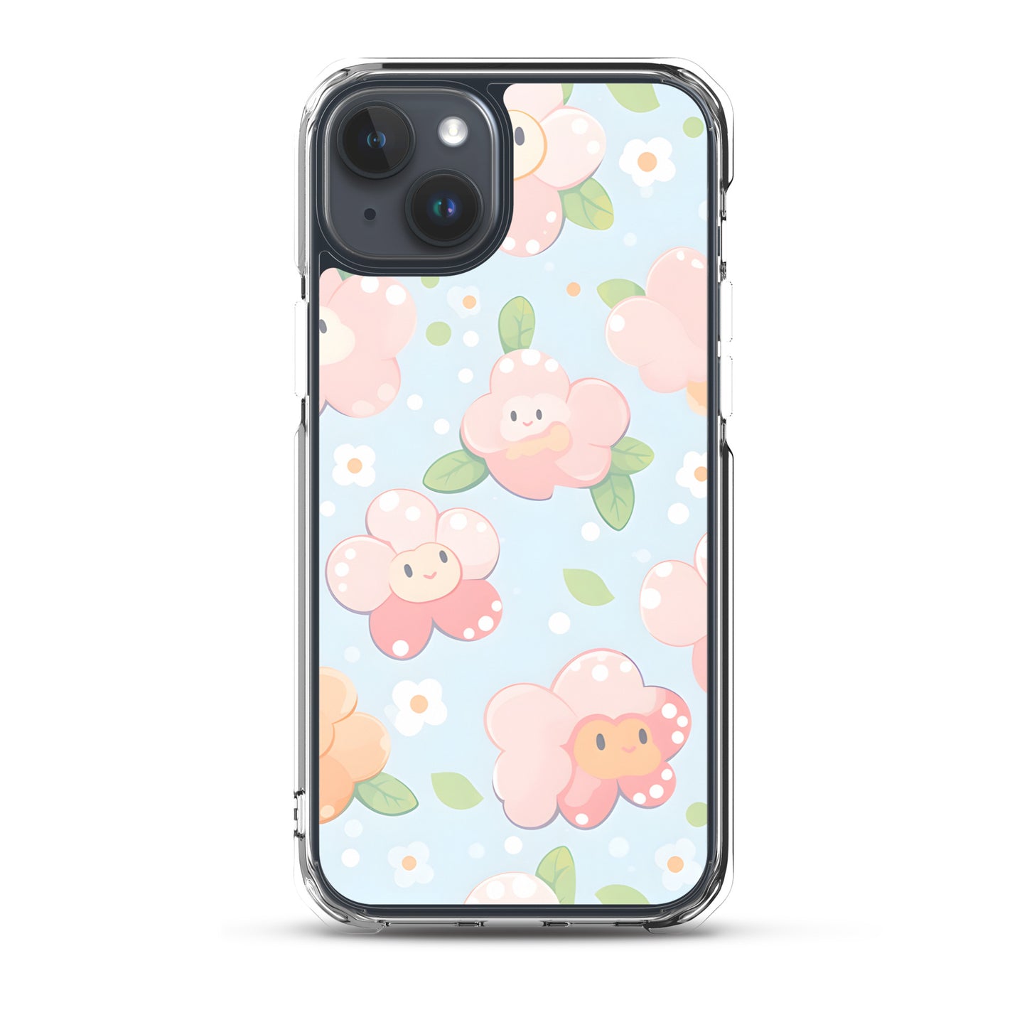 Kawaii Pastel Fall Doodle Anime Flowers Clear Case for iPhone®