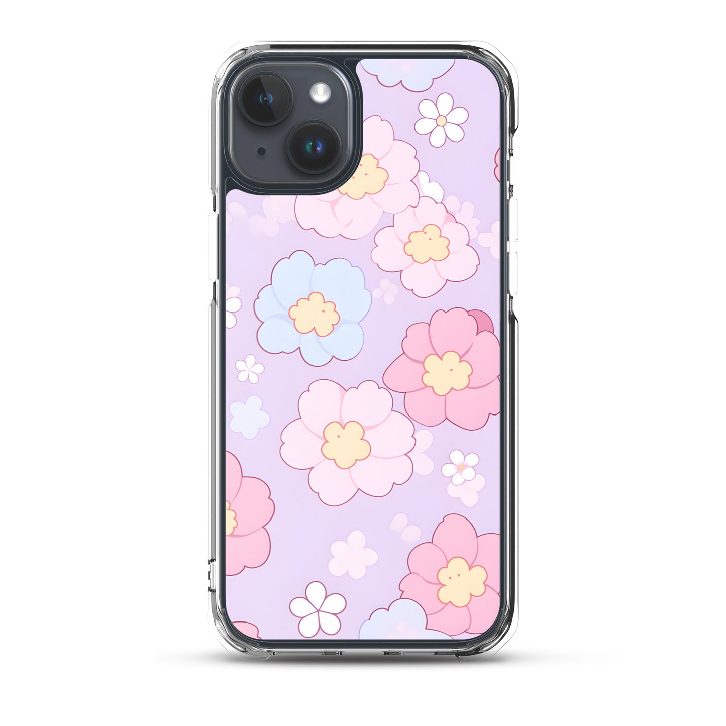 Kawaii Girly Pastel Flowers Clear Case for iPhone®