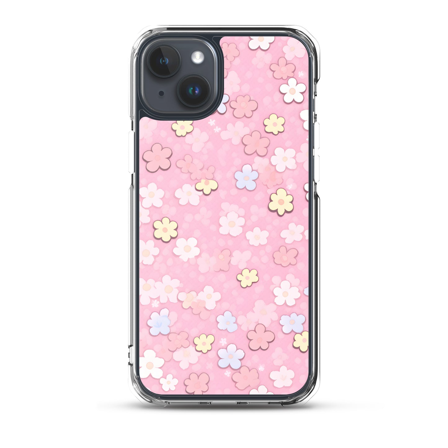 Kawaii Pink Flower Pattern Clear Case for iPhone®