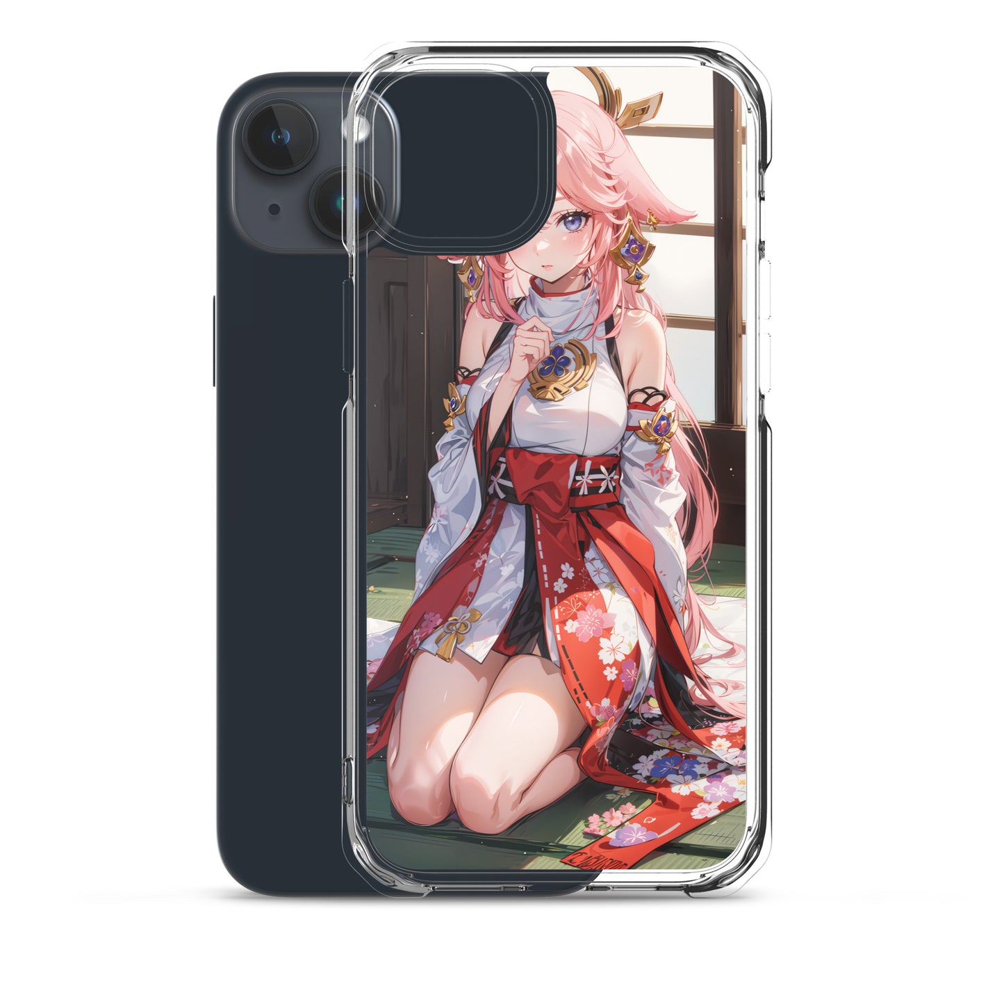 Kawaii Yae Miko Genshin Drawing Clear Case for iPhone®