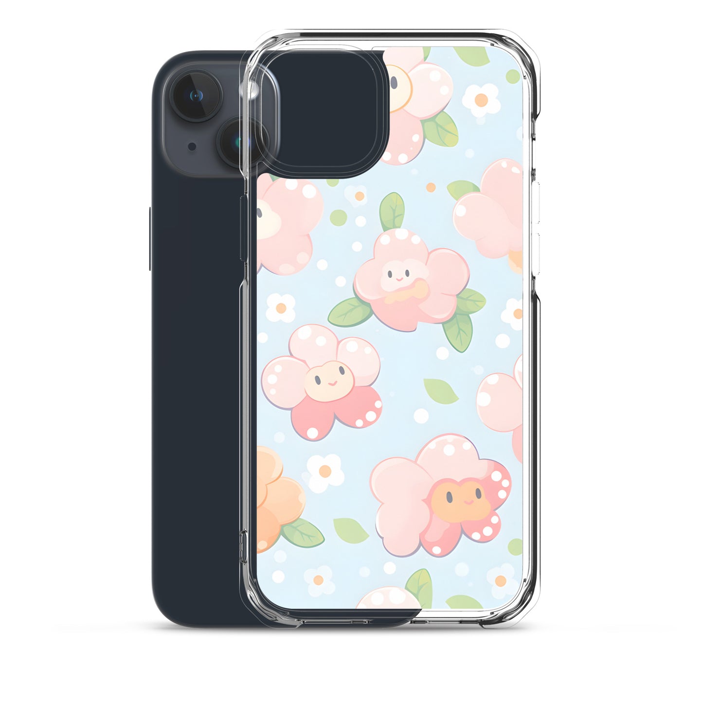 Kawaii Pastel Fall Doodle Anime Flowers Clear Case for iPhone®