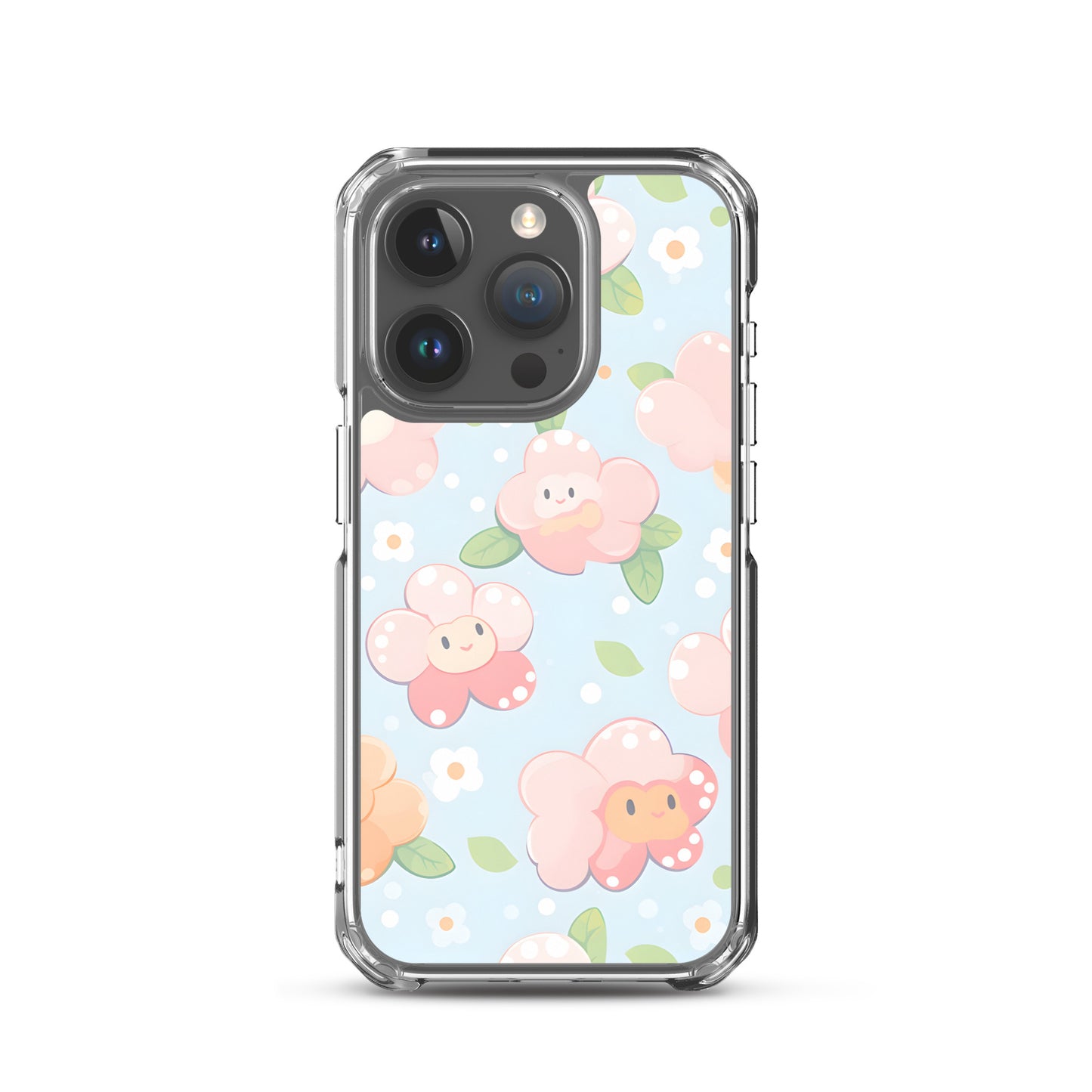 Kawaii Pastel Fall Doodle Anime Flowers Clear Case for iPhone®