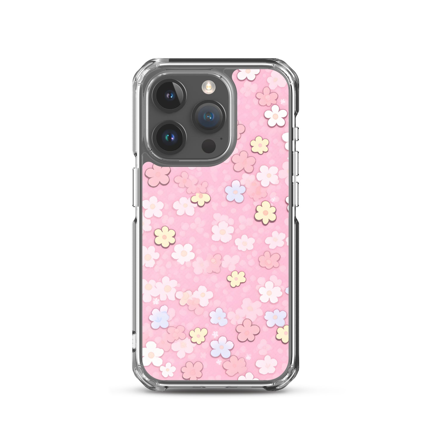 Kawaii Pink Flower Pattern Clear Case for iPhone®