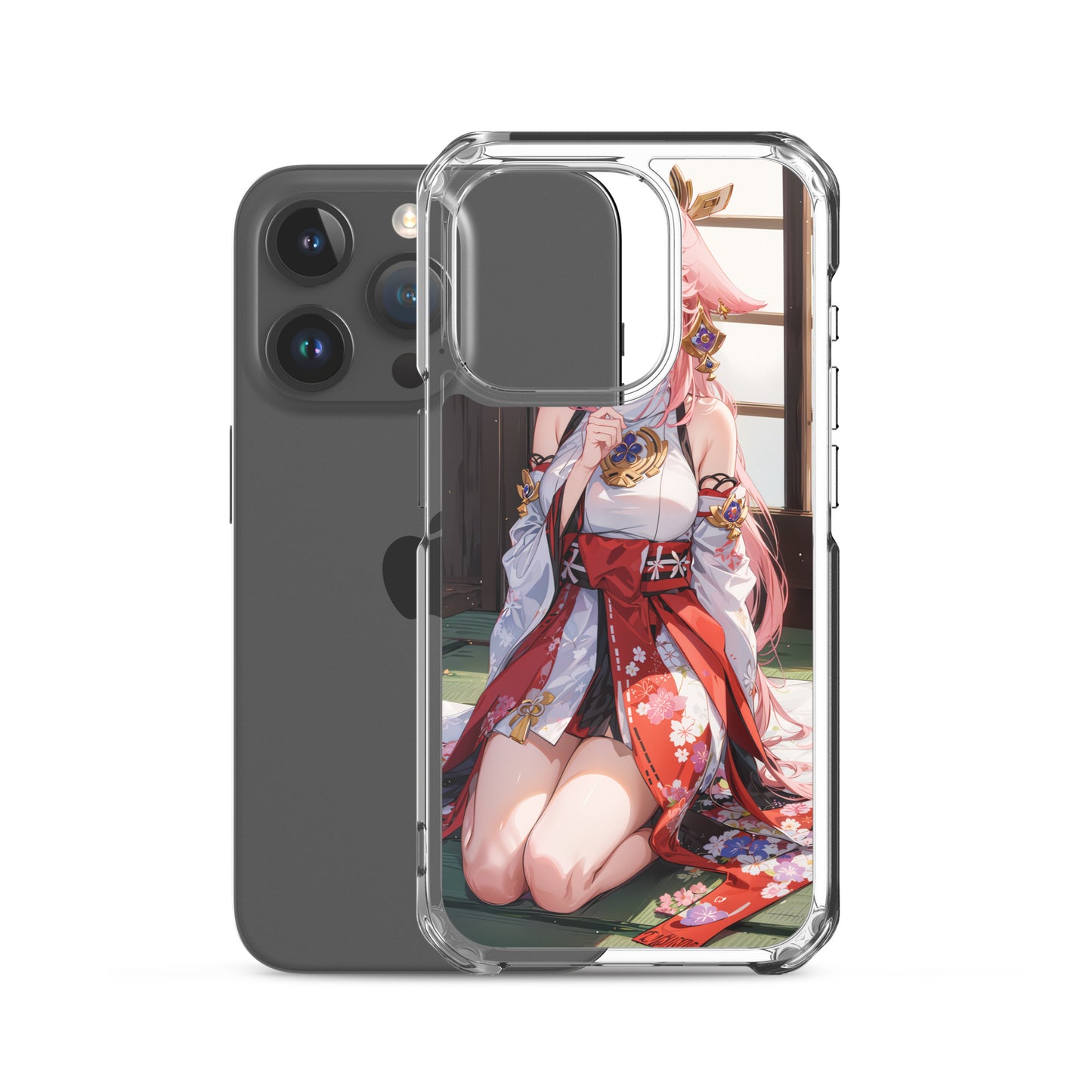 Kawaii Yae Miko Genshin Drawing Clear Case for iPhone®