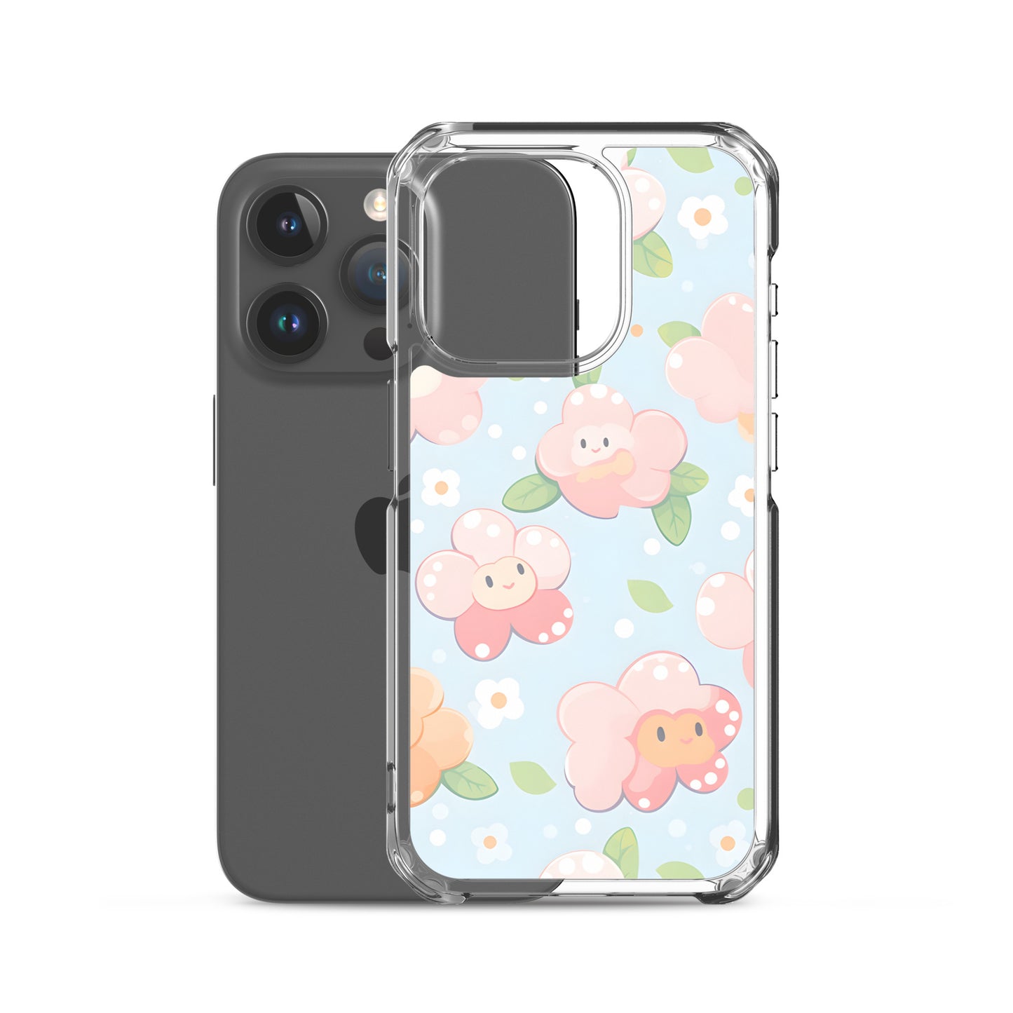 Kawaii Pastel Fall Doodle Anime Flowers Clear Case for iPhone®