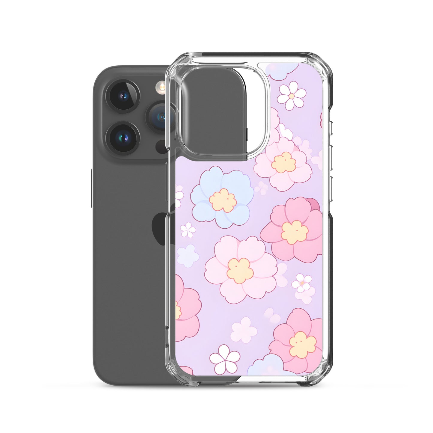 Kawaii Girly Pastel Flowers Clear Case for iPhone®