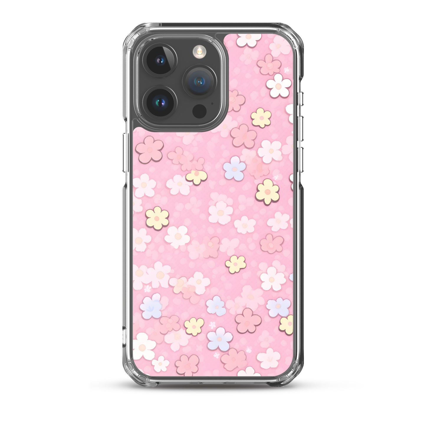 Kawaii Pink Flower Pattern Clear Case for iPhone®