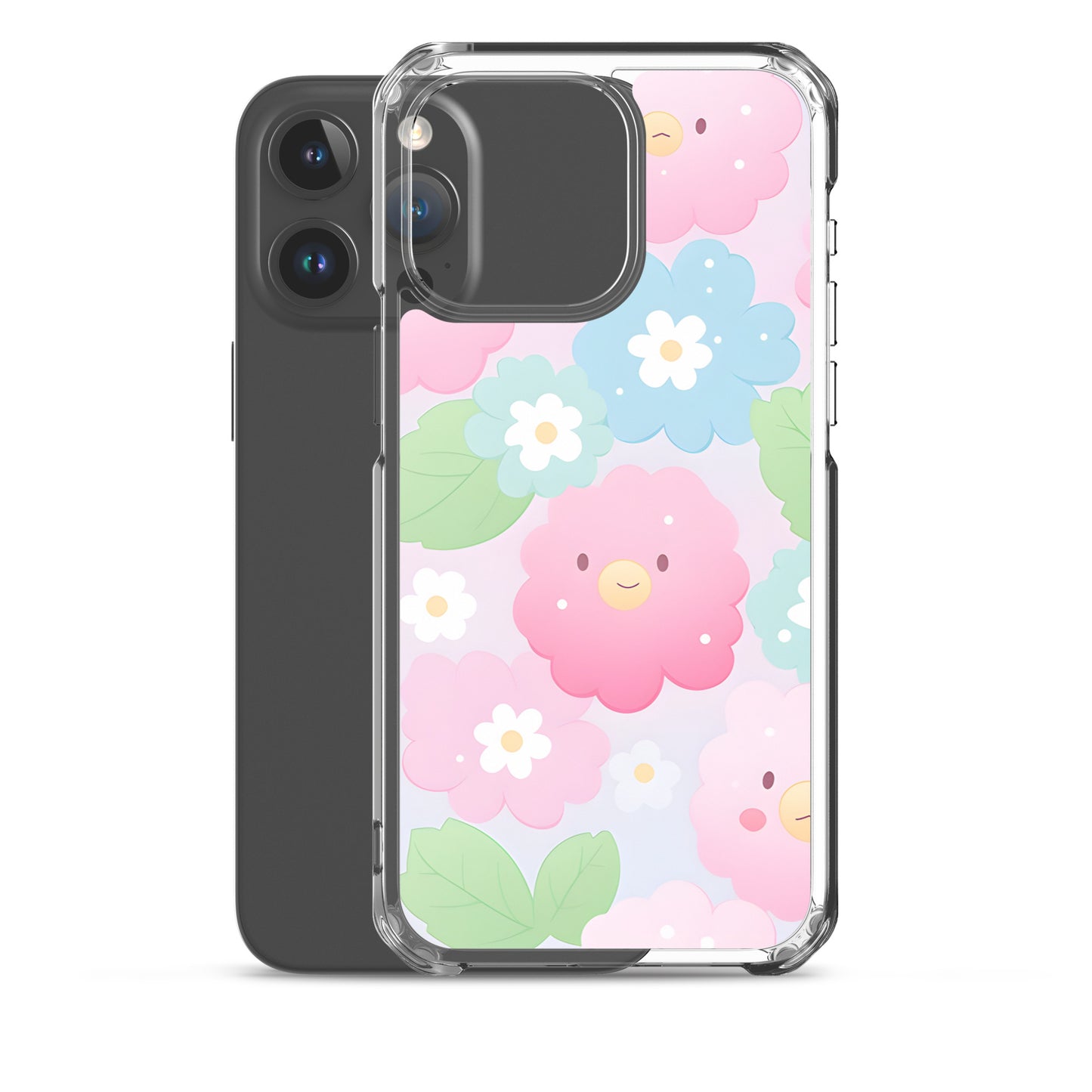 Kawaii Pastel Fluffy Anime Flowers Clear Case for iPhone®